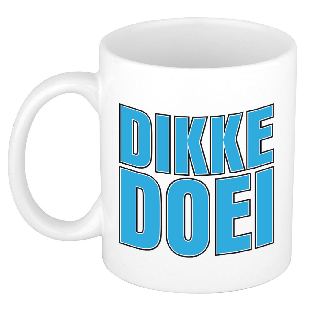 Afscheid cadeau mok collega - dikke doei - blauw - 300 ml - keramiek -