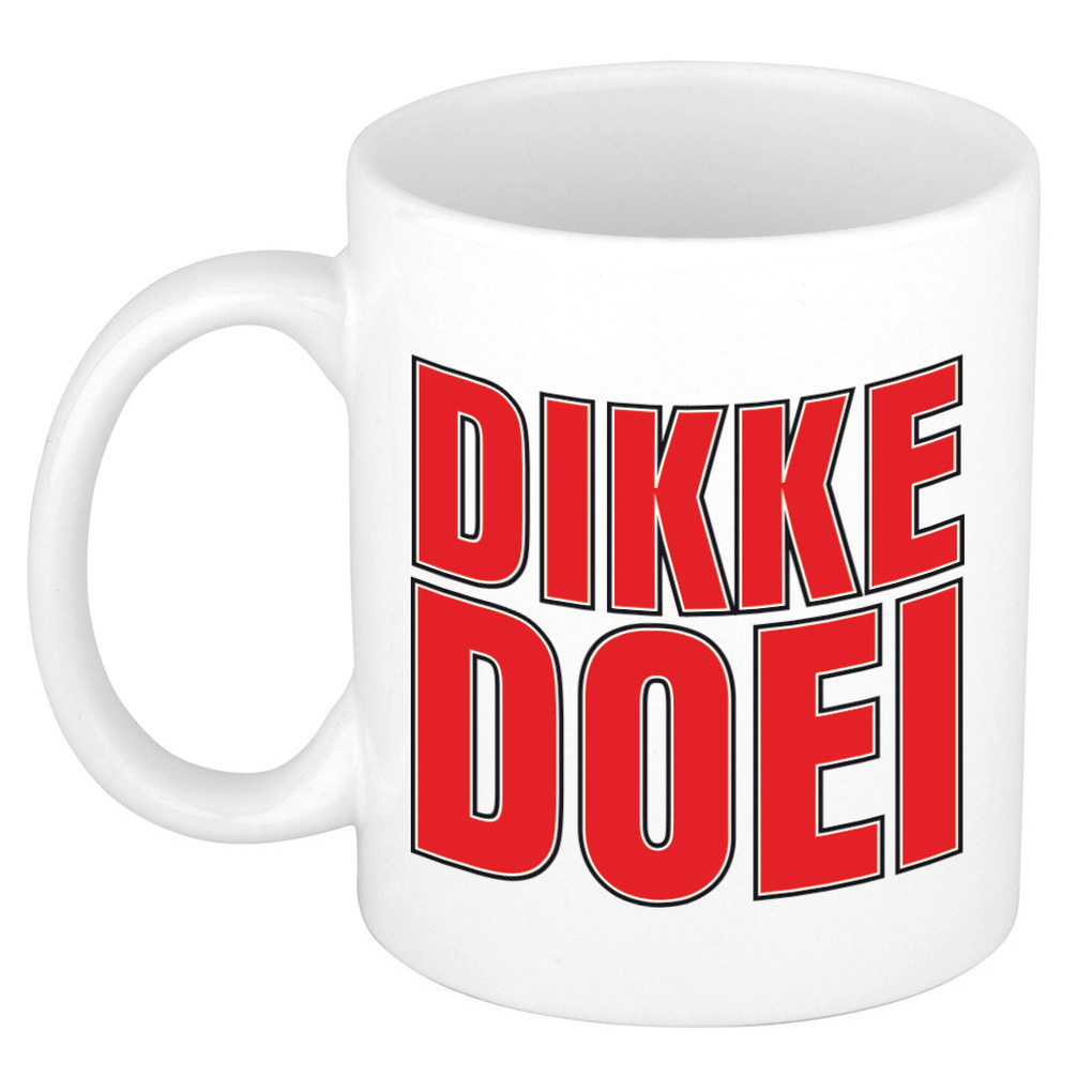 Afscheid cadeau mok collega - dikke doei - rood - 300 ml - keramiek -