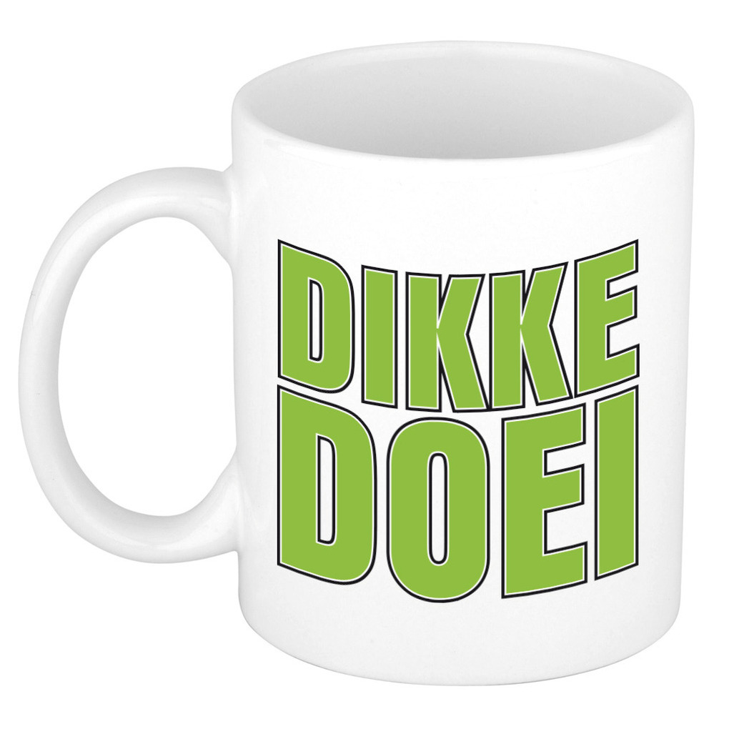 Afscheid cadeau mok collega - dikke doei - groen - 300 ml - keramiek -