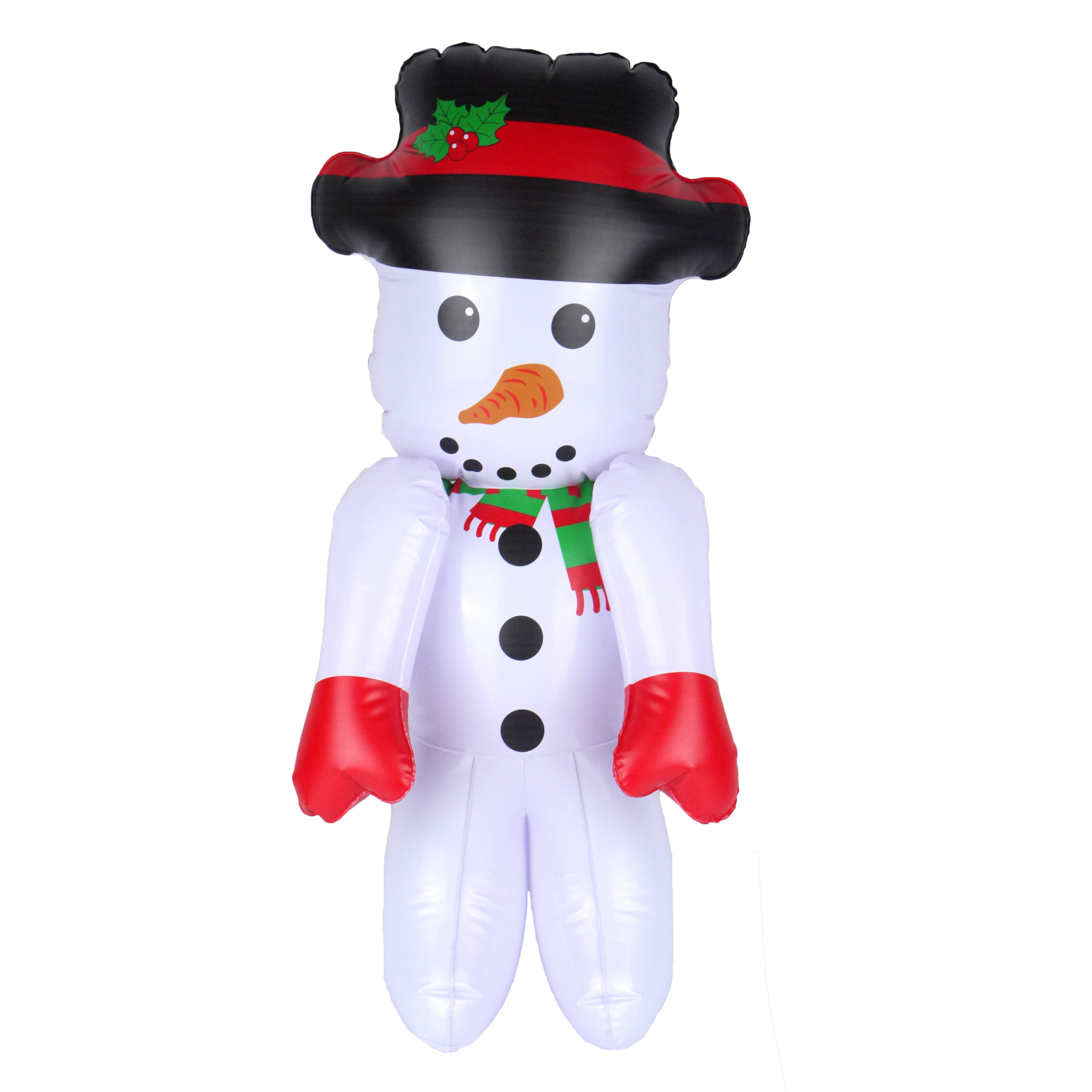 Decoratie sneeuwpop - opblaasbaar - H65 cm - opblaas figuur/pop -