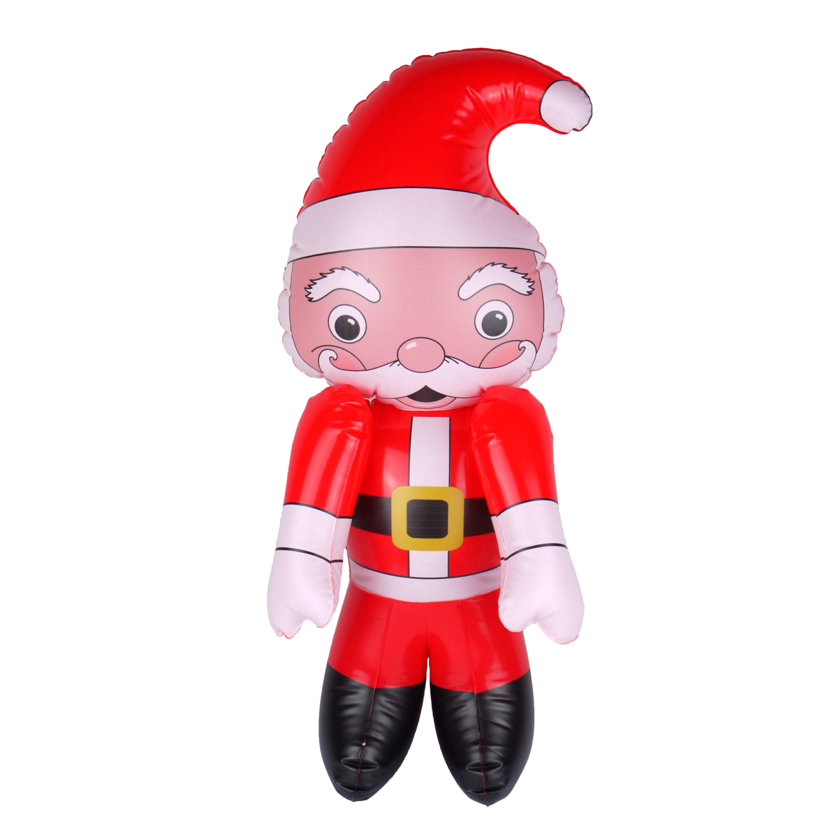 Decoratie kerstman - opblaasbaar - H65 cm - opblaas figuur/pop -