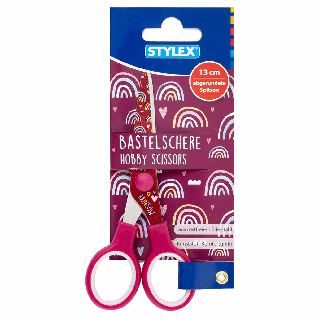 Hobby/knutsel schaar voor kinderen - kersenrood - 13 cm - papierschaar -