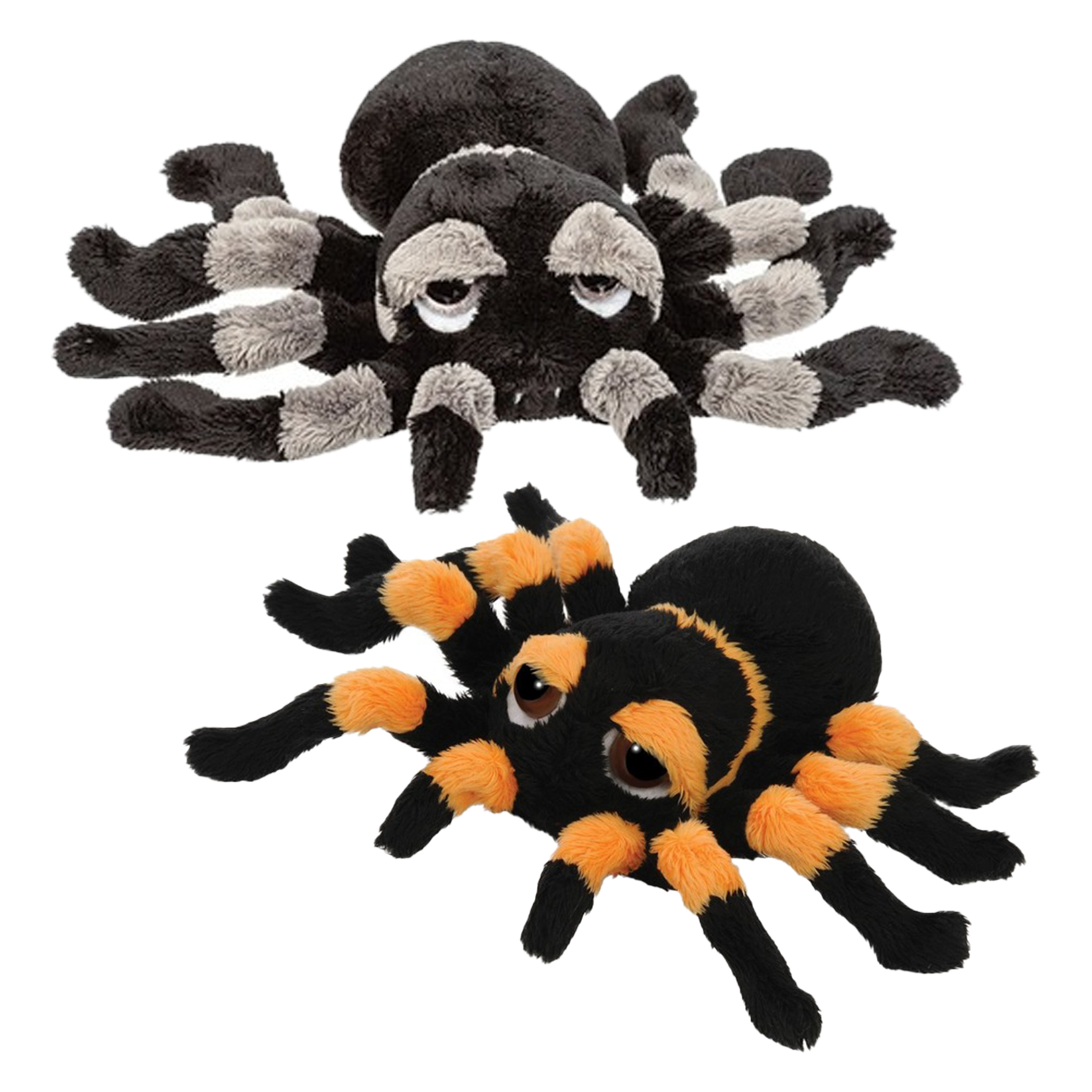 Pluche knuffel spinnen 2x stuks - tarantulas - 22 cm - speelgoed -