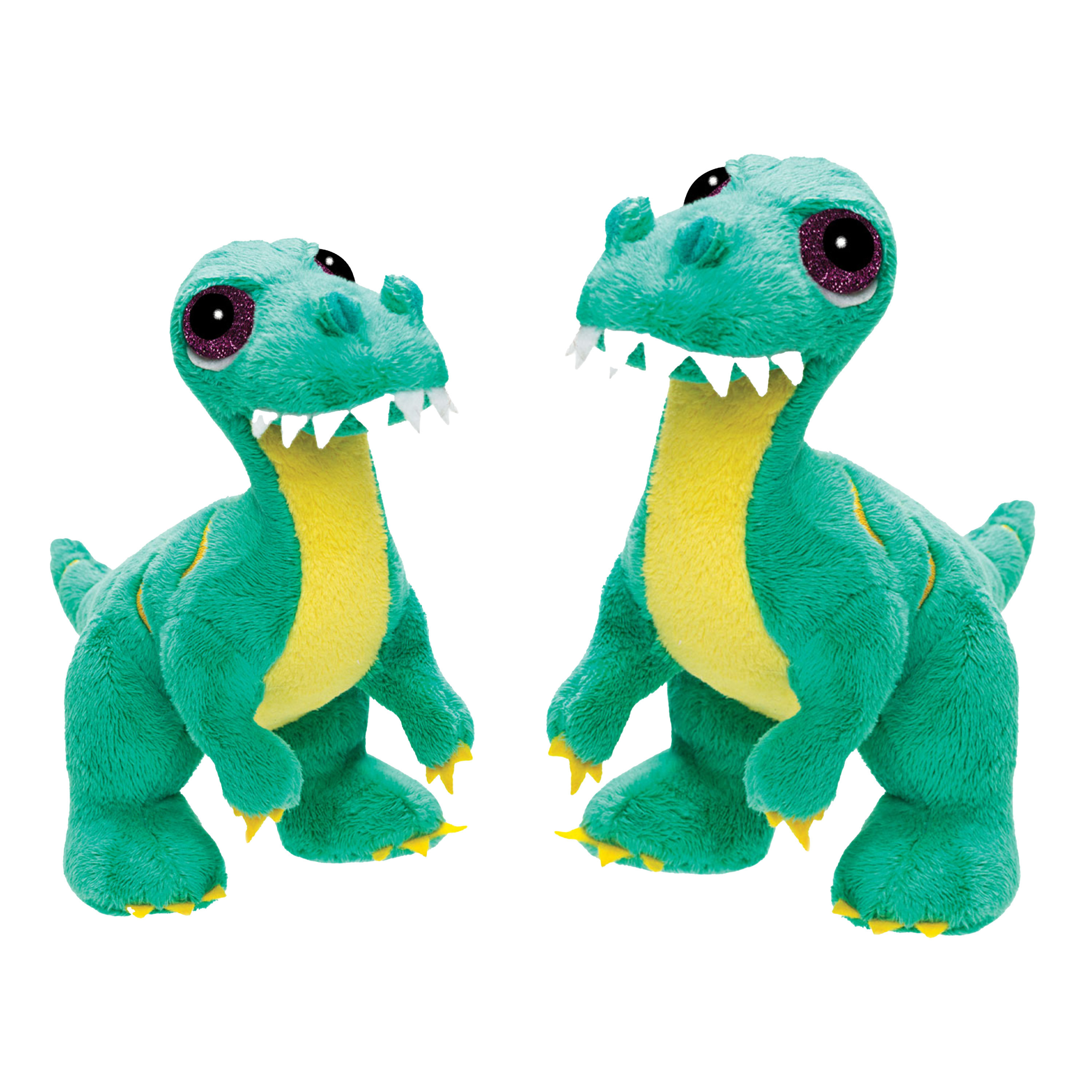 Pluche knuffeldieren set 2x dinosaurus - Brontosaurussen - 17 en 21 cm - Dino thema -