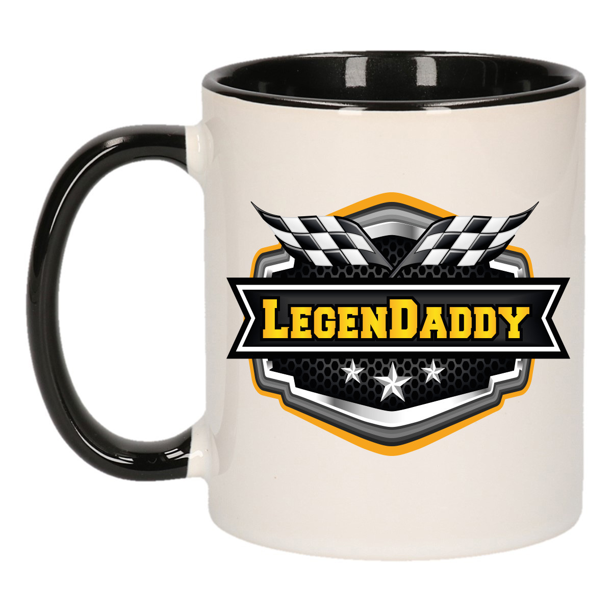 Vader/papa cadeau mok - Legendaddy - geel/zwart - 300 ml - vaderdag/verjaardag -