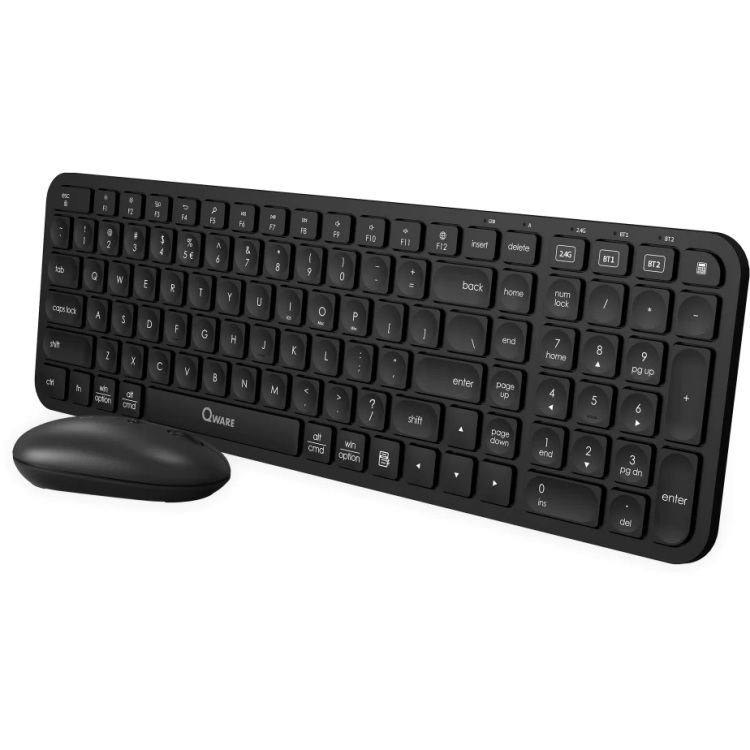 Qware Coldfield draadloze combo desktopset 800 - 1600 DPI, 2,4 GHz USB | Bluetooth