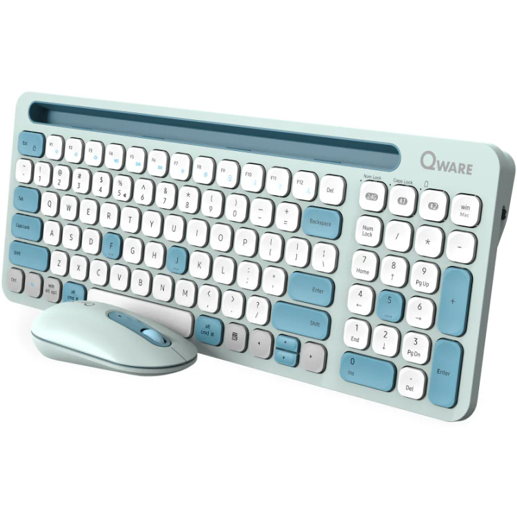 Qware Florence Draadloze Combo desktopset 1200 DPI, TKL, 2,4 GHz USB | Bluetooth