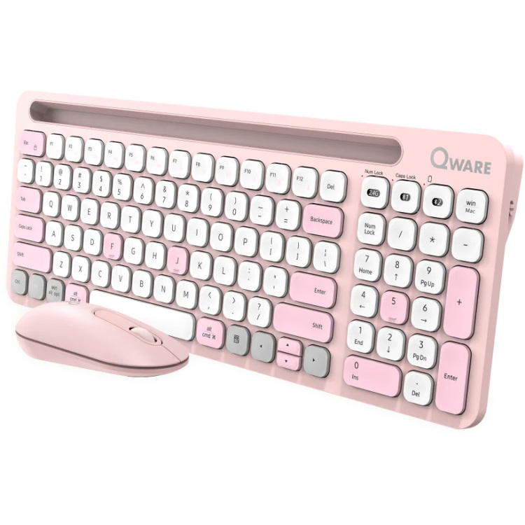 Qware Florence Draadloze Combo desktopset 1200 DPI, TKL, 2,4 GHz USB | Bluetooth