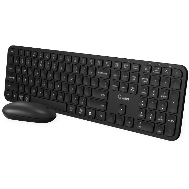 Qware Eastbourne draadloze combo desktopset 800 - 1600 DPI, 2,4 GHz USB | Bluetooth