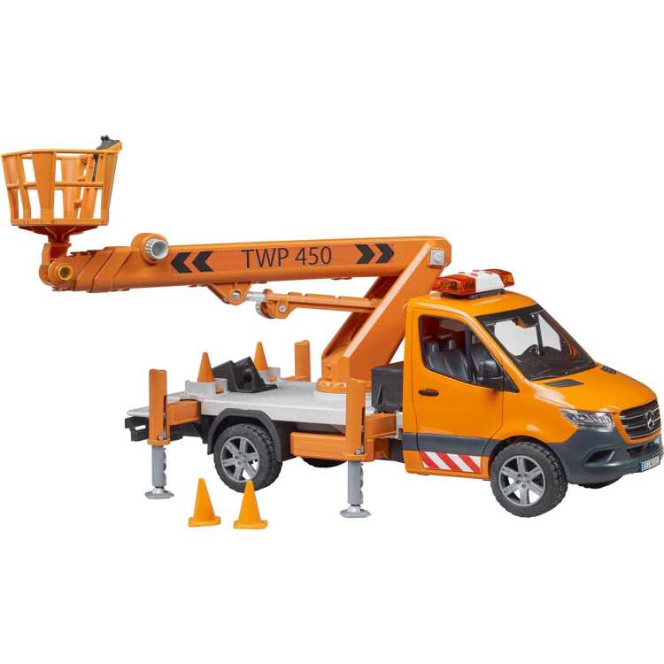 bruder Mercedes Benz Sprinter met werkplatform en licht en geluid modelvoertuig 02679