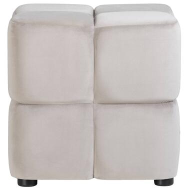 Poef Blokkie - taupe - 43x43x43 cm - Leen Bakker