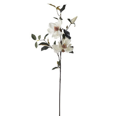 Kunstbloem Magnolia Branch - crème - 90 cm - Leen Bakker