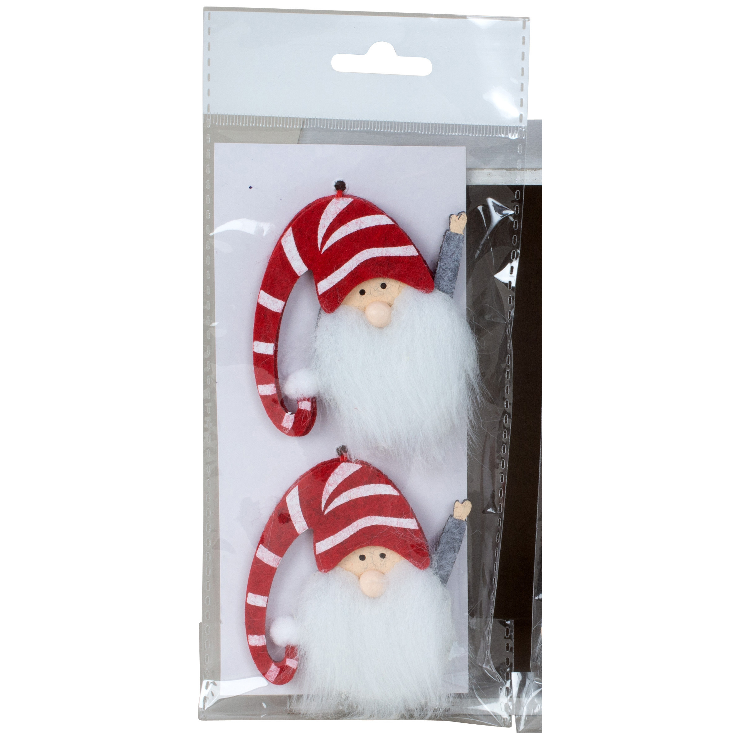 Kersthangers - gnomes/kabouters - 2x st- gestreepte muts - vilt -7 cm -