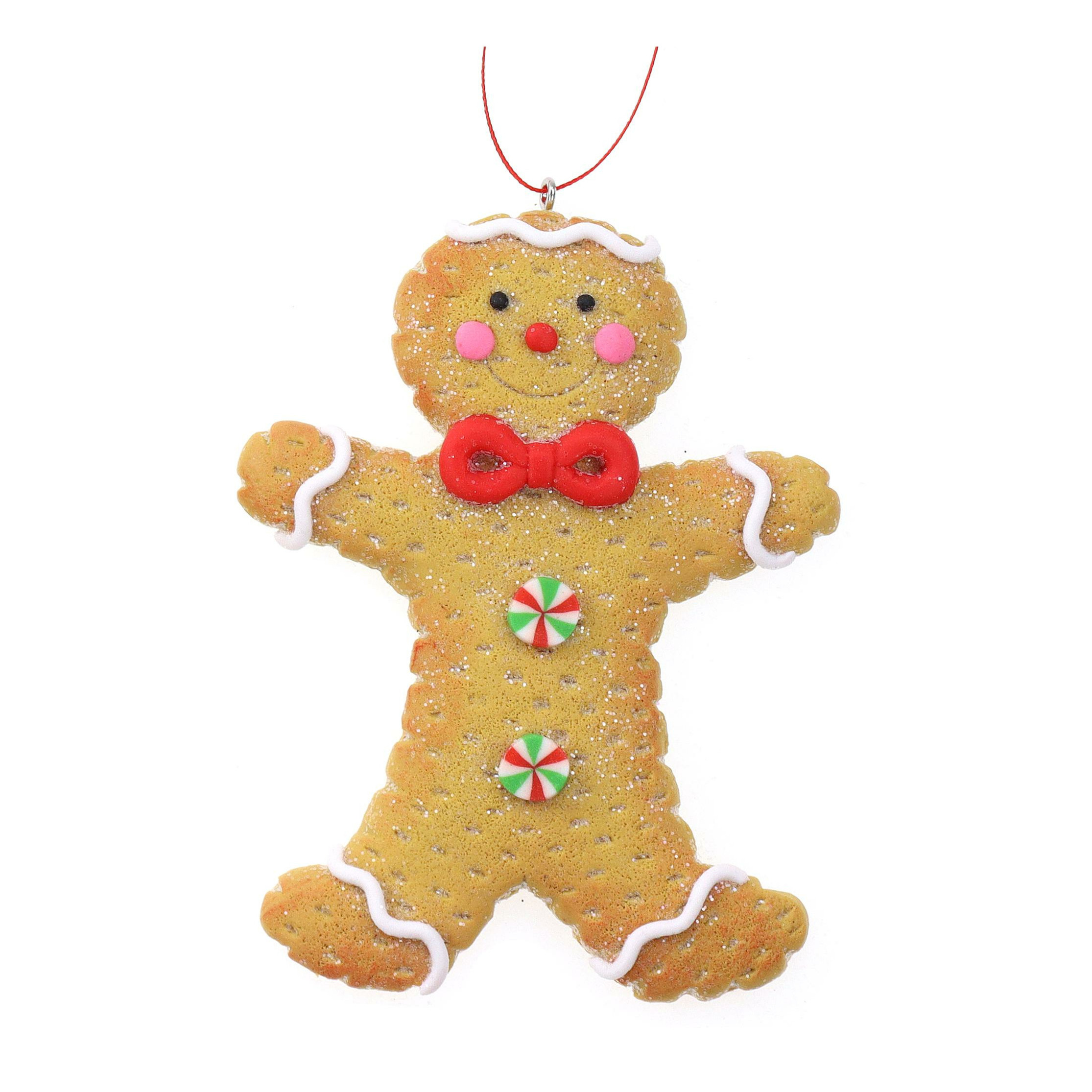 Kersthanger/ornament -gingerbread peperkoek mannetje -1x st- kunststof - 11 cm -