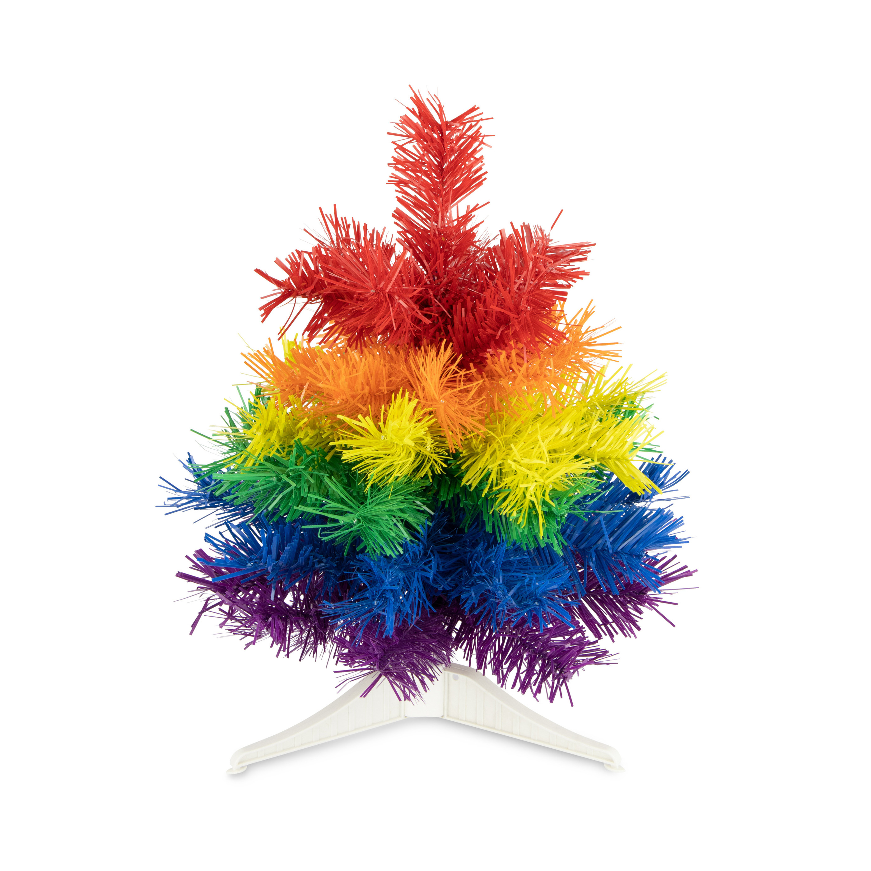 Mini kunst kerstboom - regenboog - H30 cm - kunststof - gekleurd miniboompje -