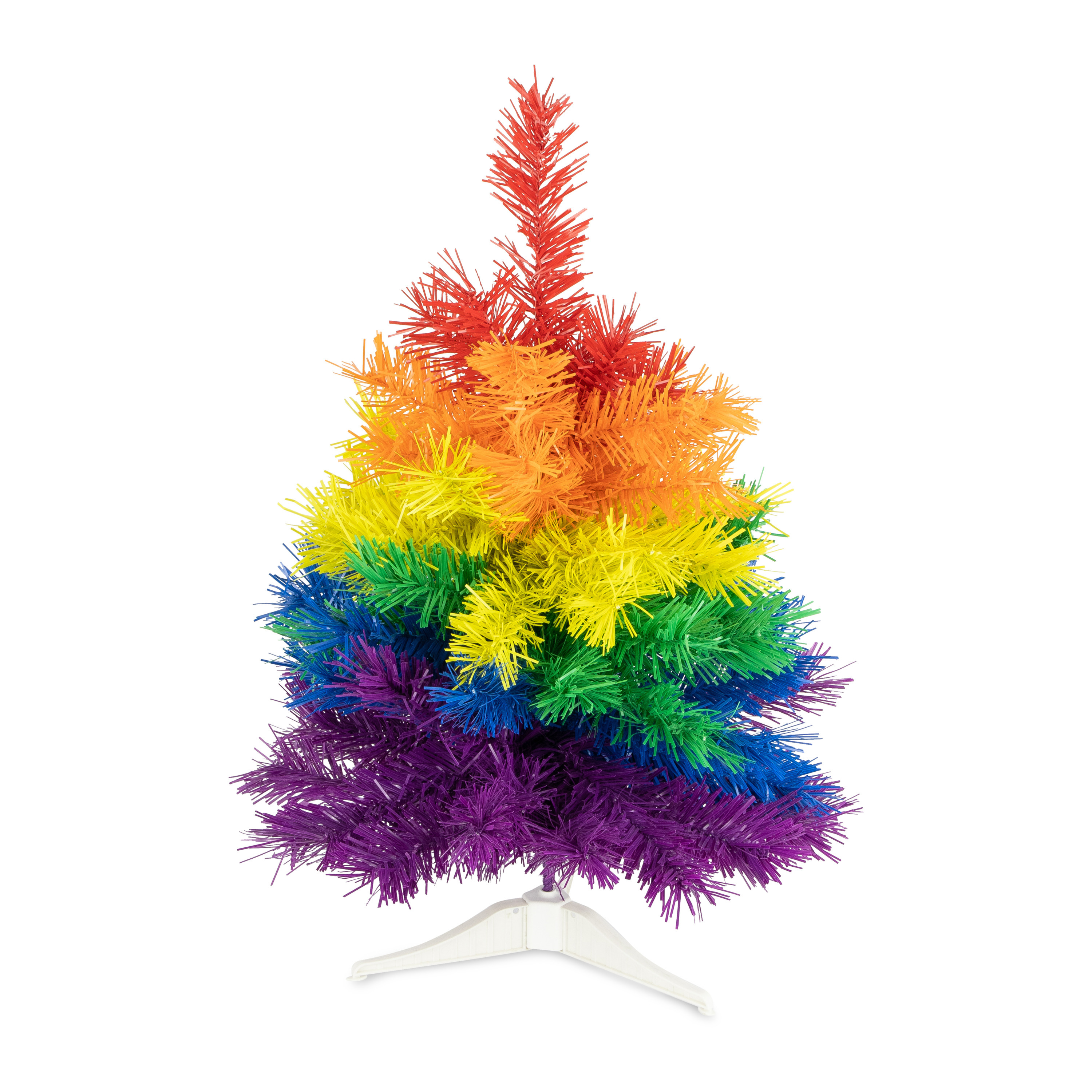 Kleine kunst kerstboom - regenboog - H45 cm - kunststof - gekleurd miniboompje -