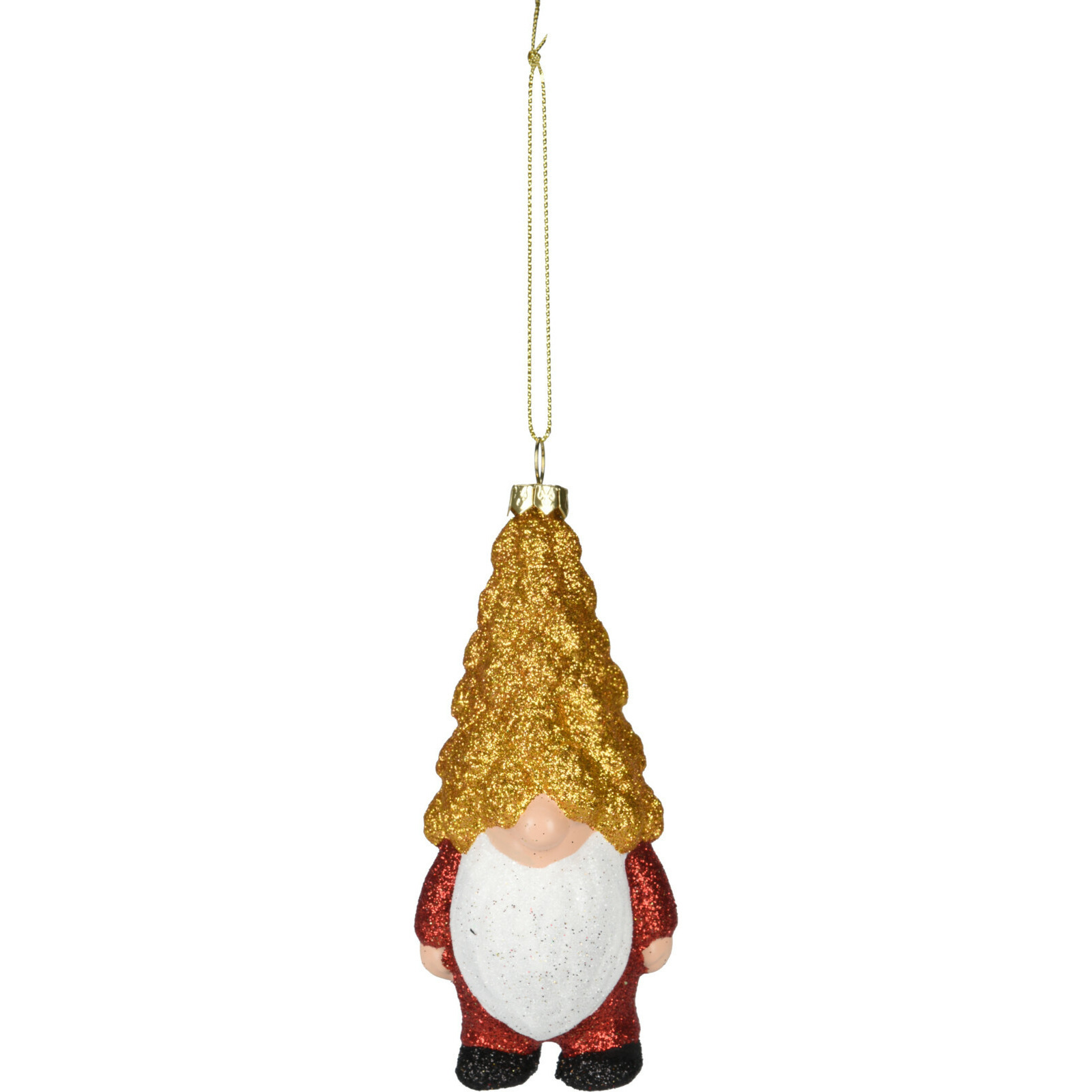 Kersthanger gnome/dwerg/kabouter - kunststof - 12,5 cm - gele muts -