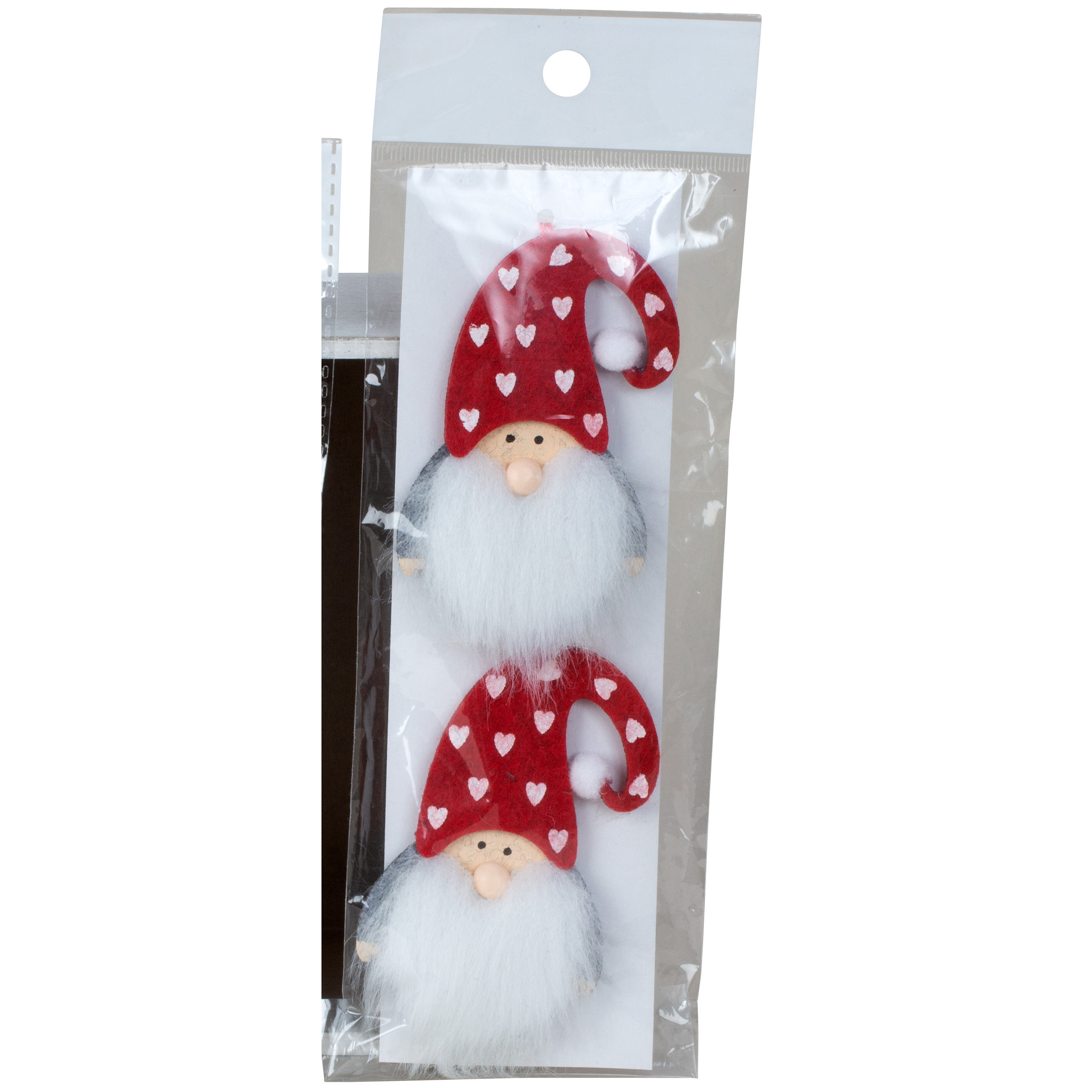 Kersthangers - gnomes/kabouters - 2x st- hartjes muts - vilt -7 cm -