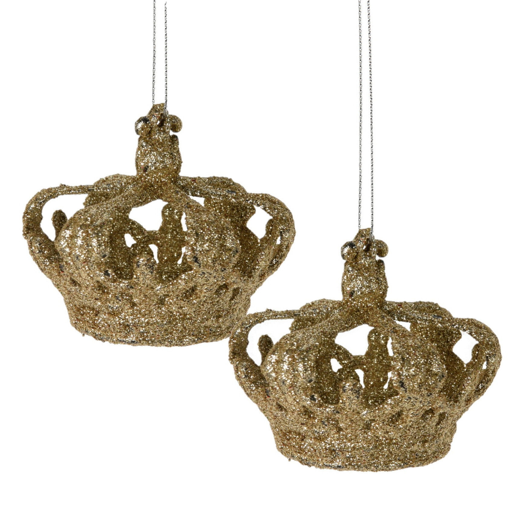 Christmas Decoration kersthangers kroontjes- 2x - champagne -