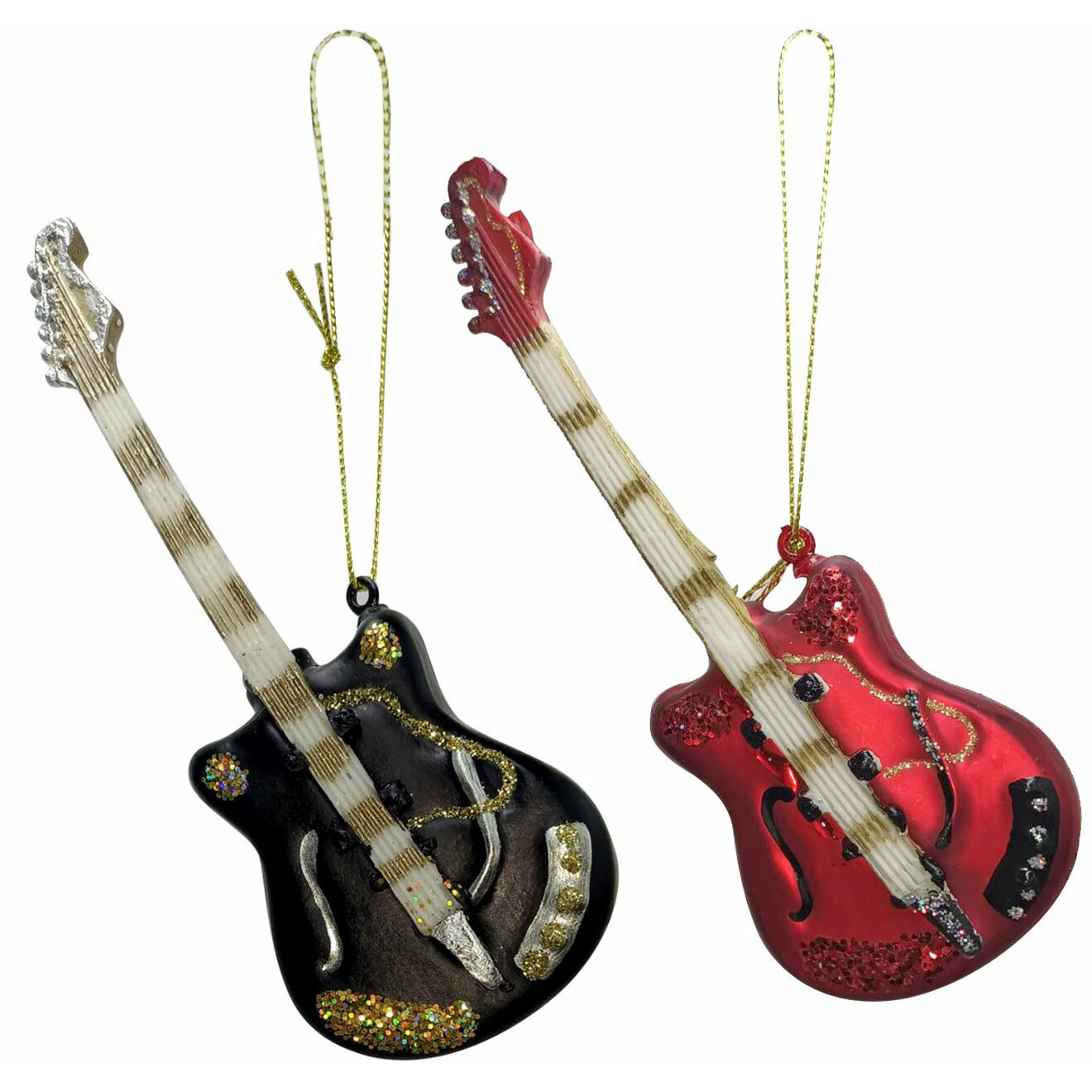 IKO kersthangers - gitaren - 2x - glas - kerstversiering -