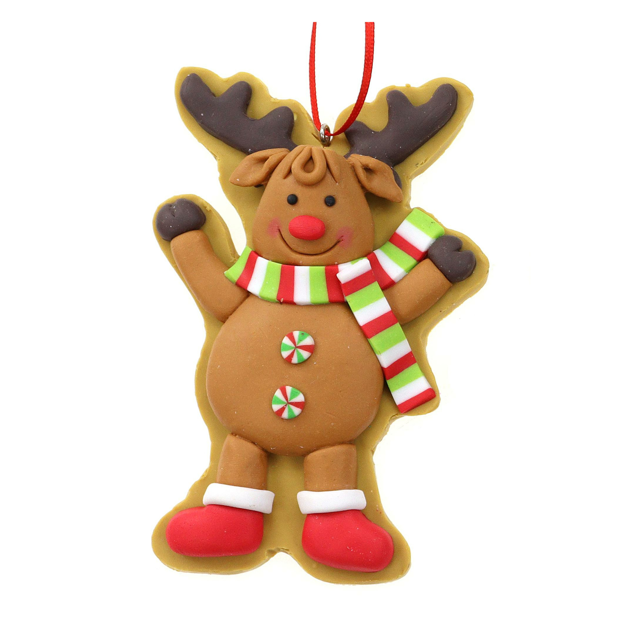 Kersthanger/kerstornament -rendier -1x st- kunststof - 11 cm -