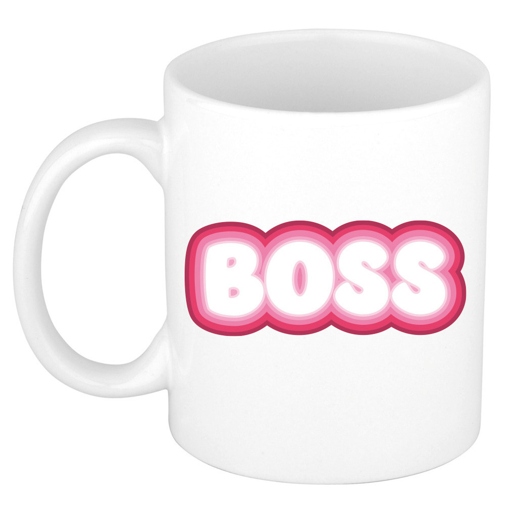 Cadeau mok voor baas - roze - grappig - keramiek - 300 ml - boss -