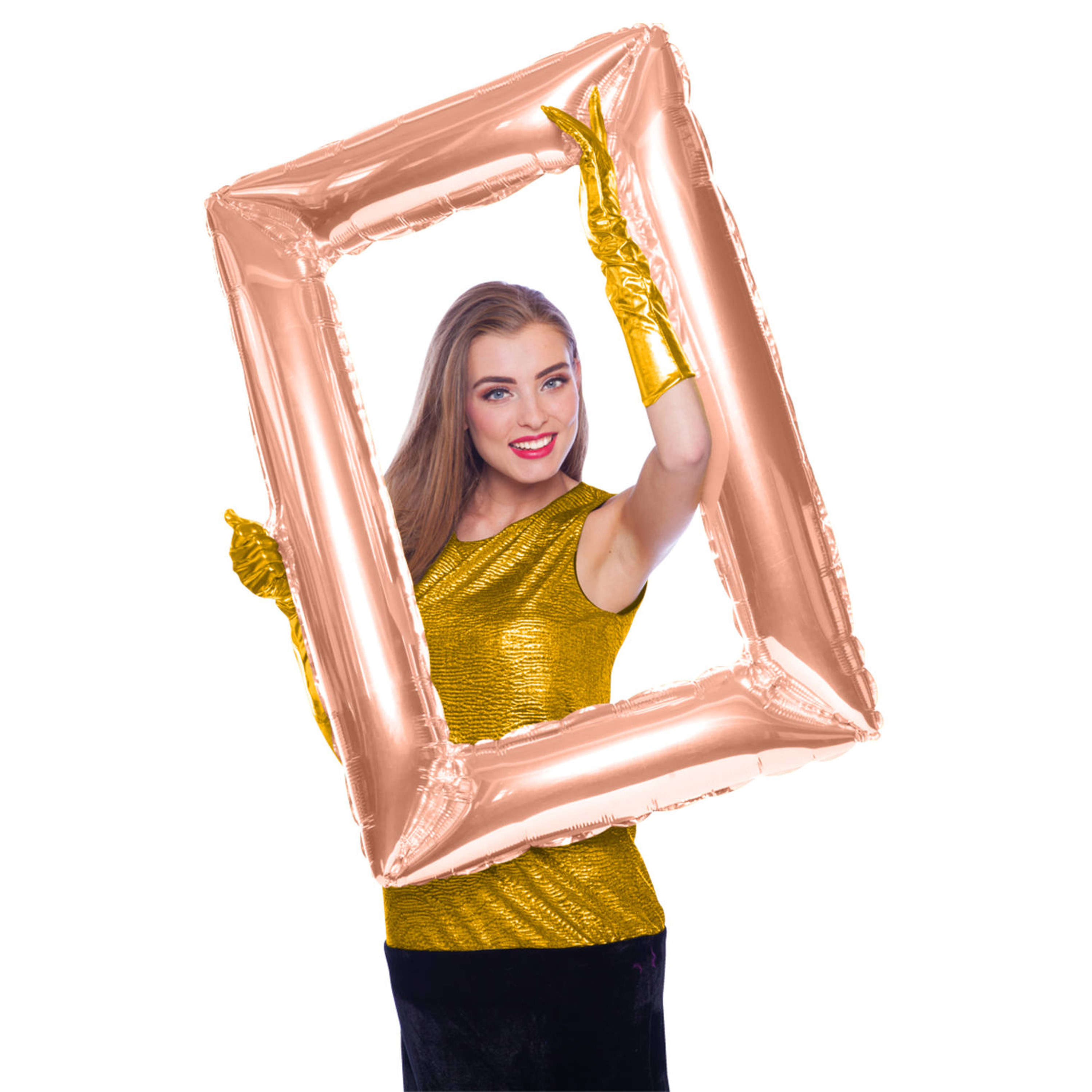Foto Frame - rechthoek - rose goud - 85 x 60 cm - opblaasbaar/folie ballon - photo prop -
