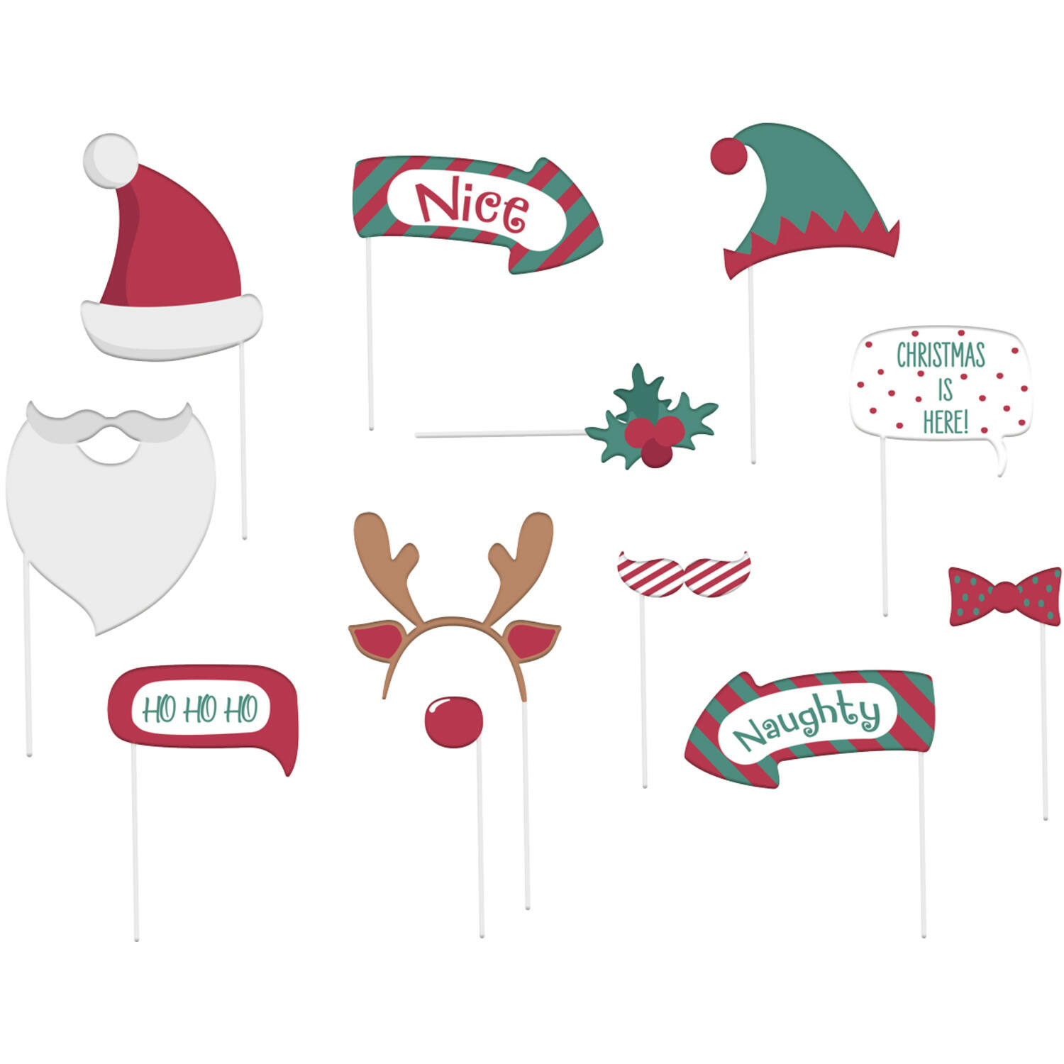 Kerst foto prop set - 12-delig - Christmas party - photo booth -