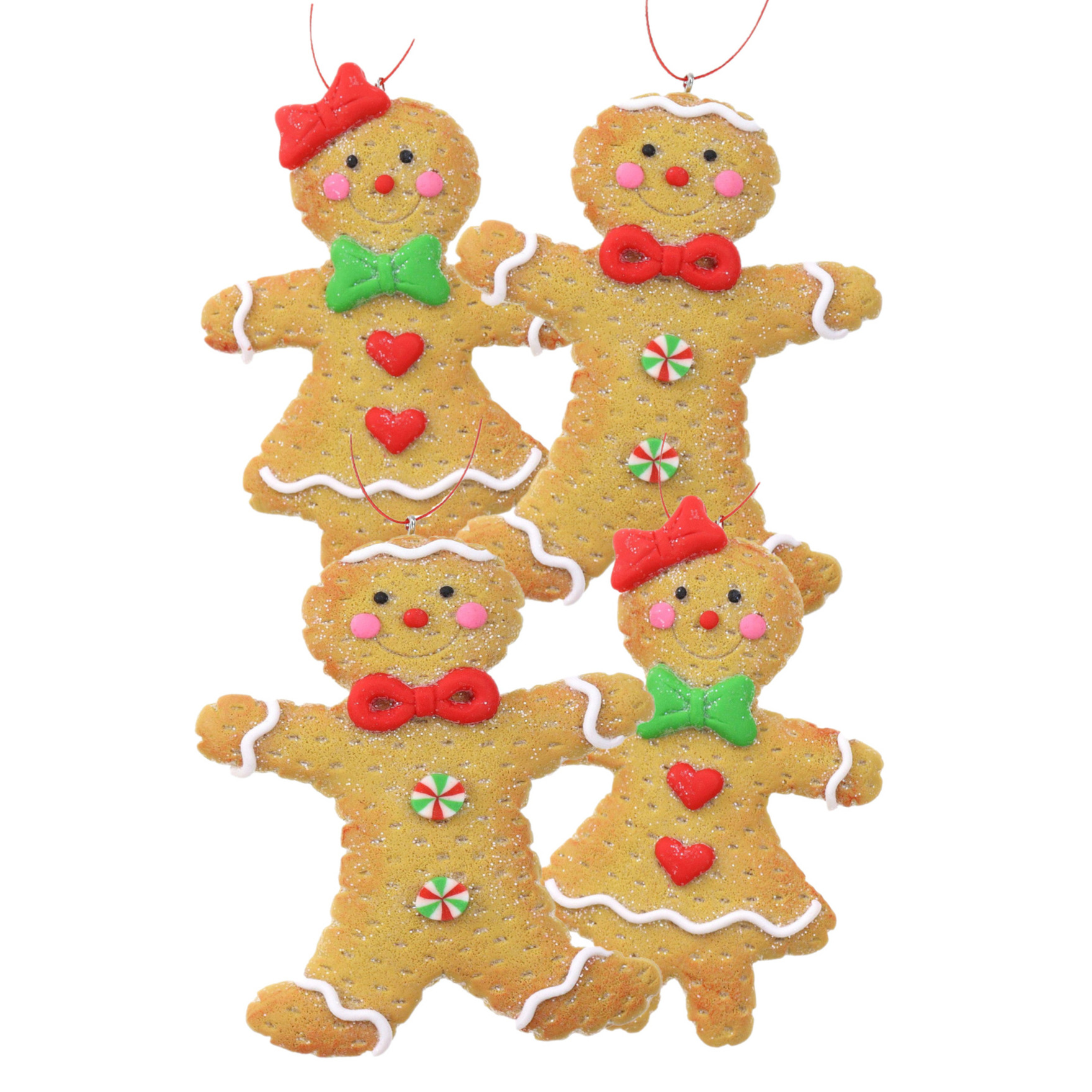 Kersthangers/ornamenten - 4x st-gingerbread peperkoeken - kunststof - 11 cm -