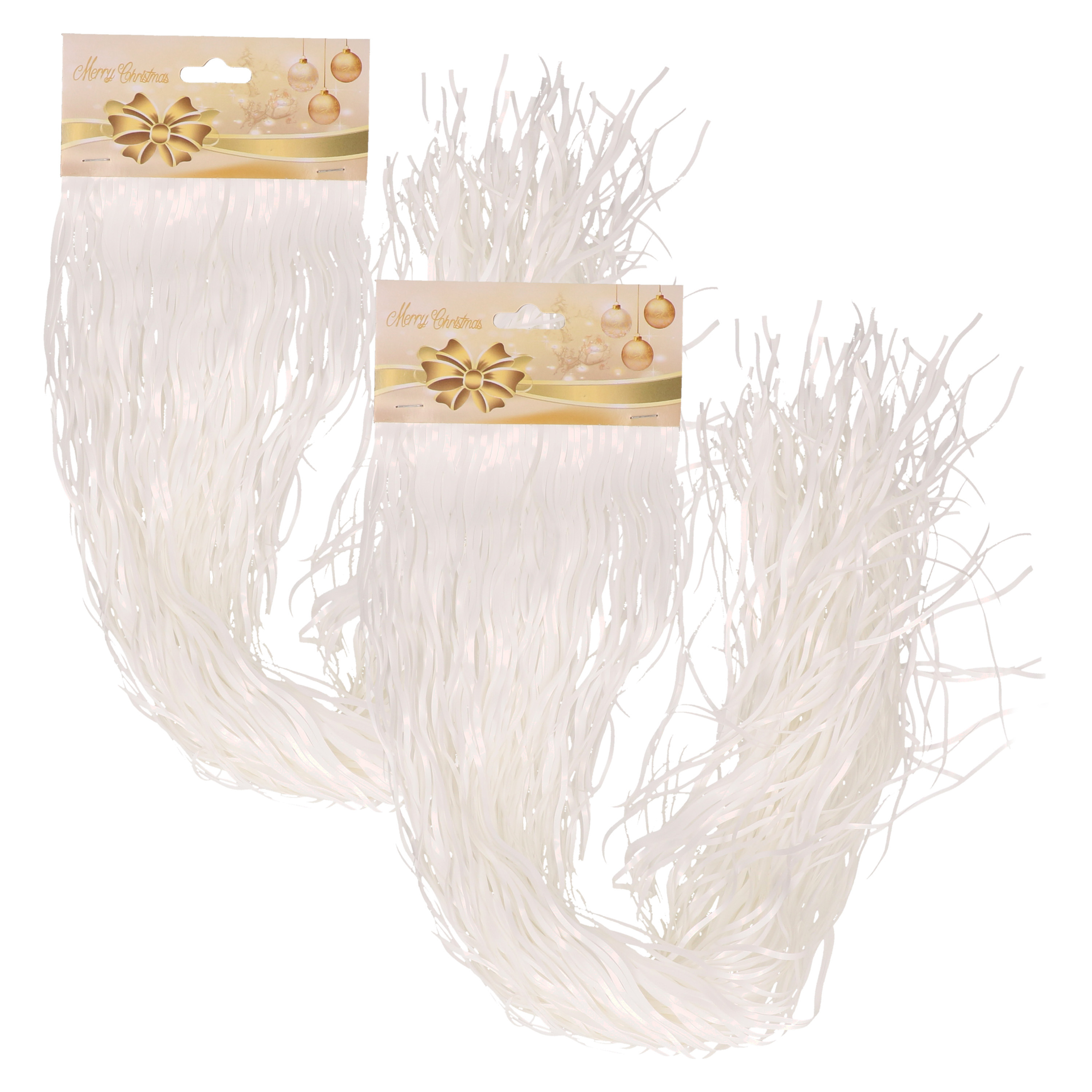Engelenhaar/lametta slierten - 2x 50 cm- golf - wit - folie - kerstboomversiering -