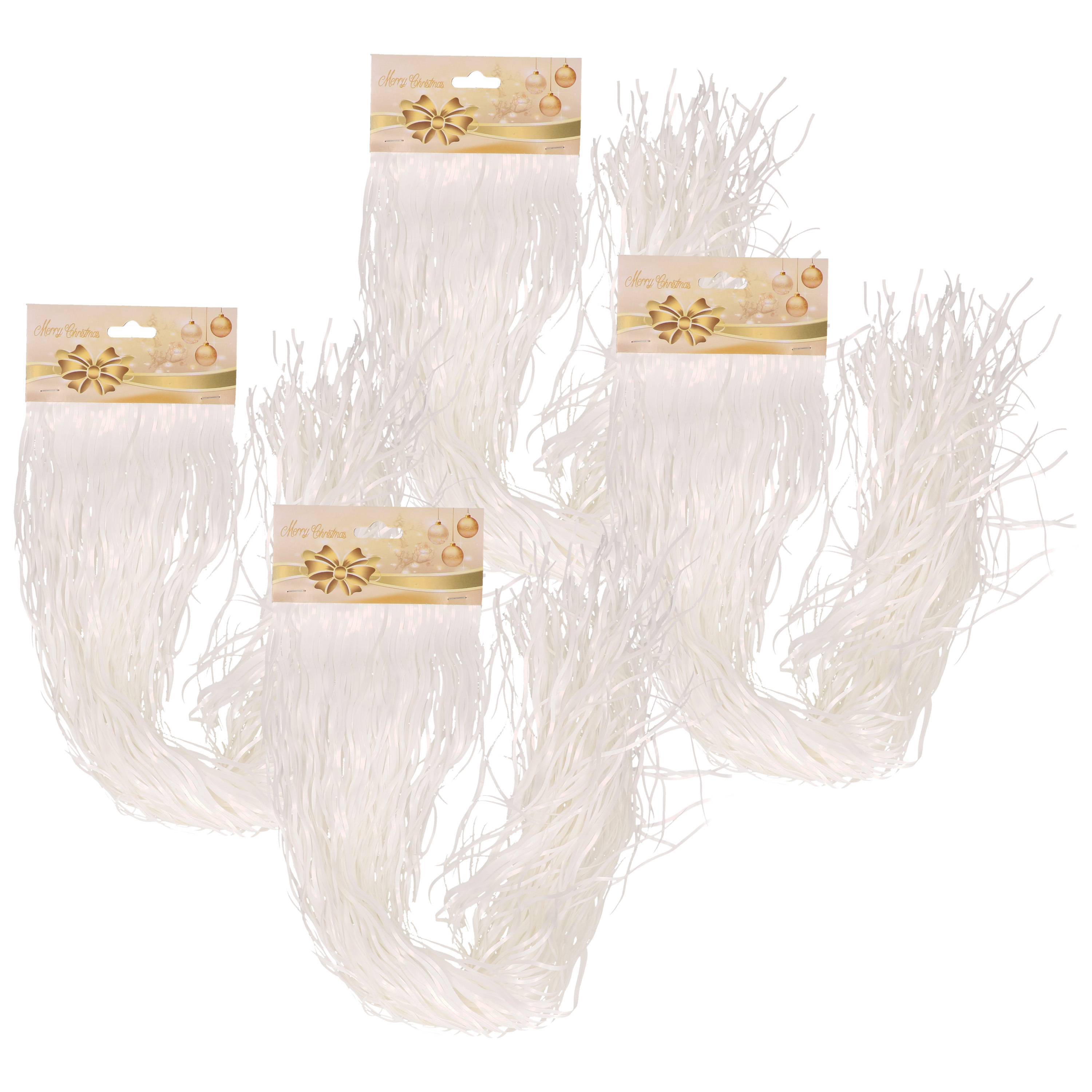 Engelenhaar/lametta slierten - 6x 50 cm- golf - wit - folie - kerstboomversiering -