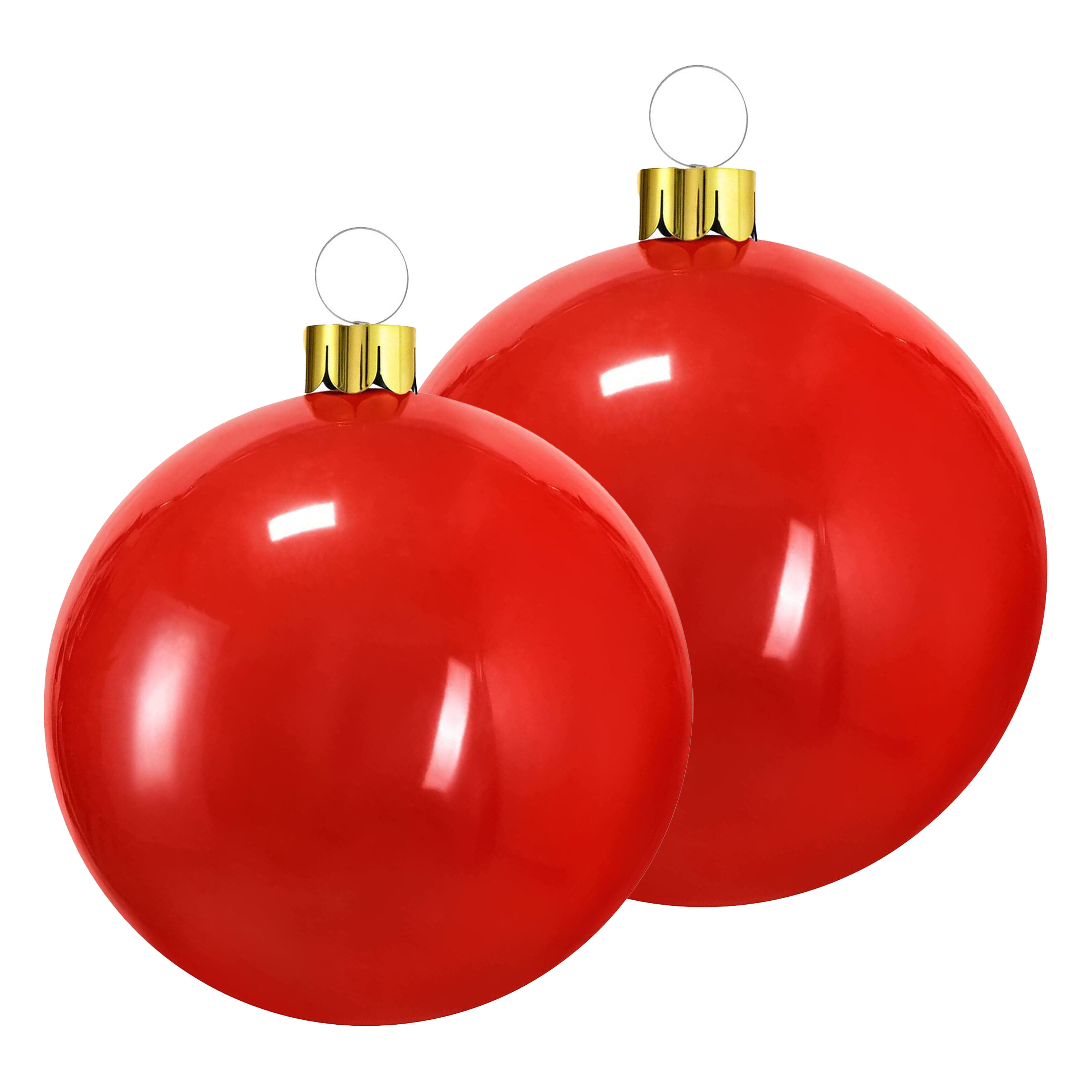 Grote opblaasbare decoratie kerstballen - 2x st - 45 en 65 cm - rood -