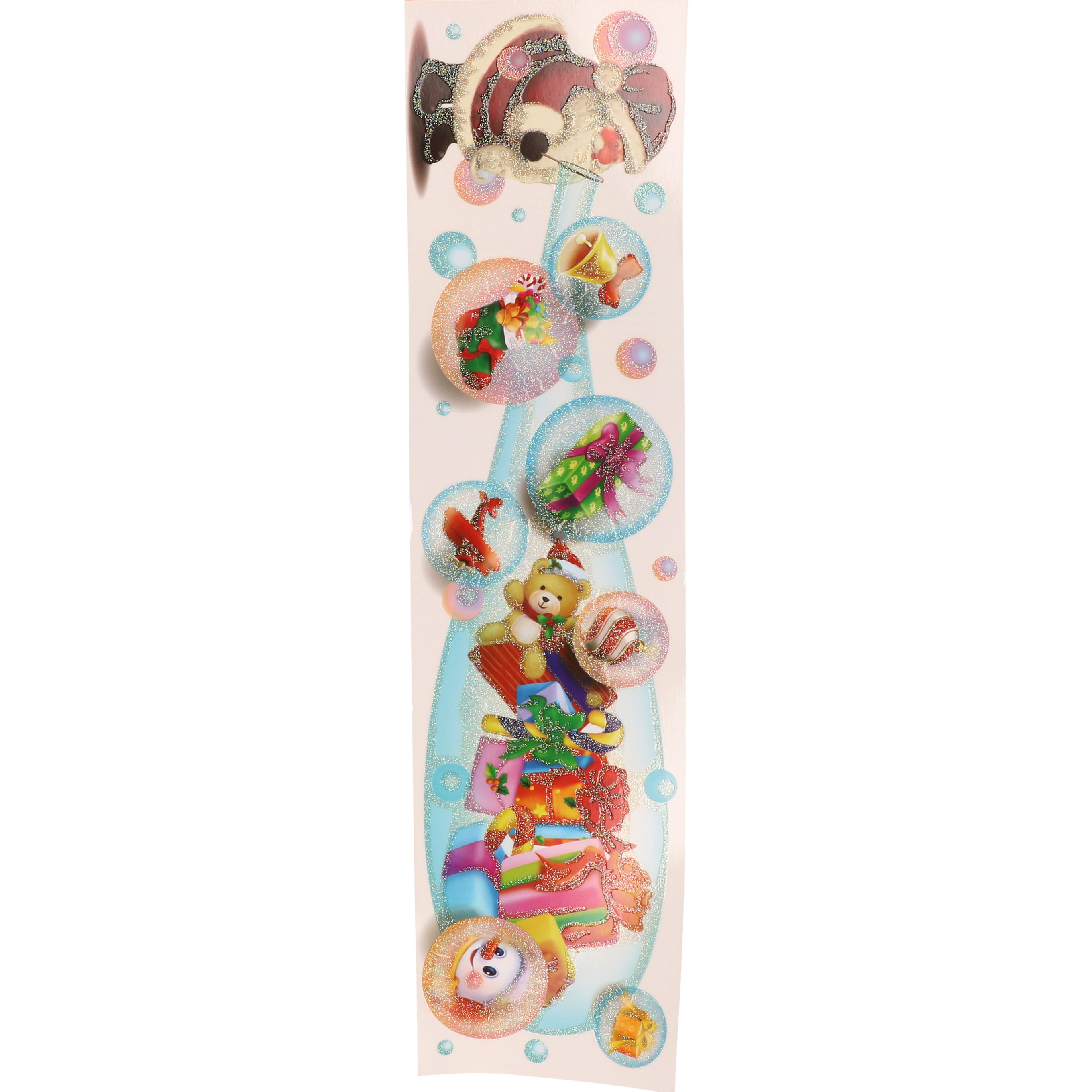 Kerst raamsticker - kerstman met bellenblaas - 64 x 15 cm - kerststickers -