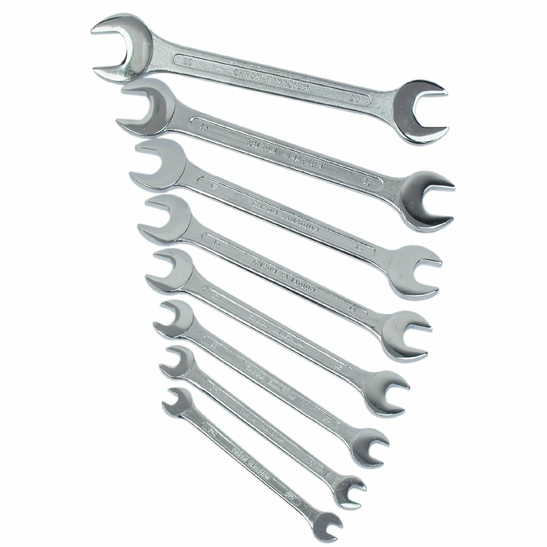Steeksleutelset - 8-delig - vanadium staal - 6-22 mm - in kunststof etui -