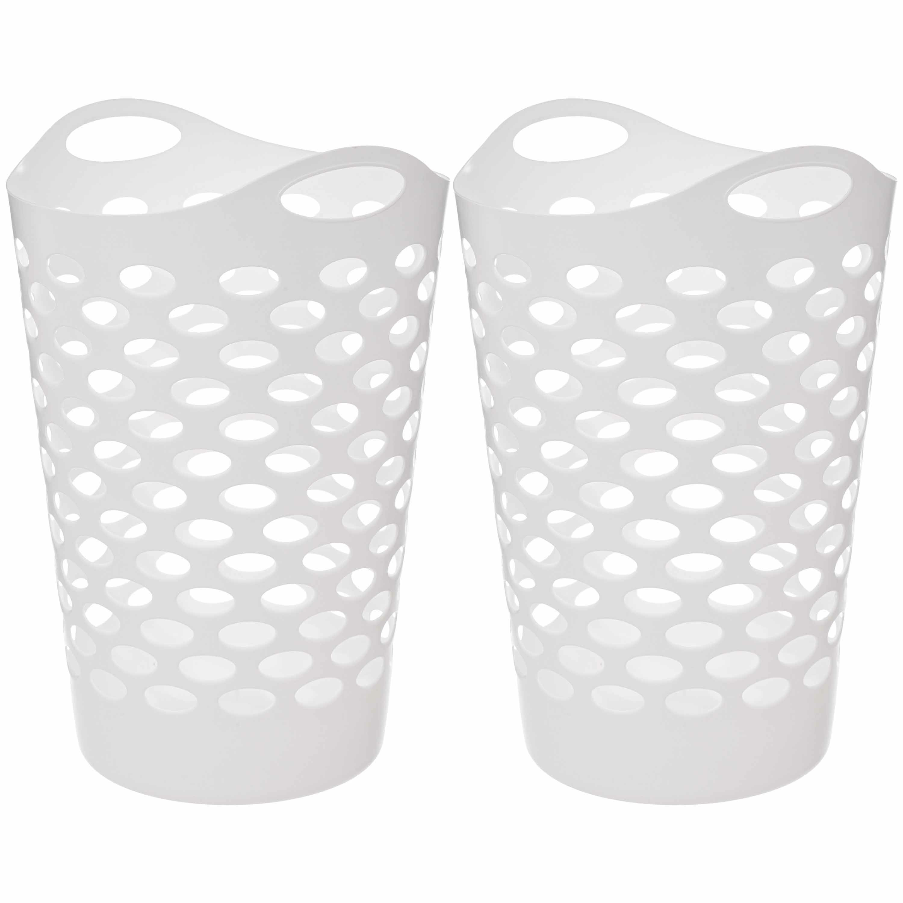 Flexibele wasmand/opbergmand - 2x - rond - wit - 75 liter - D41 x H66 cm -