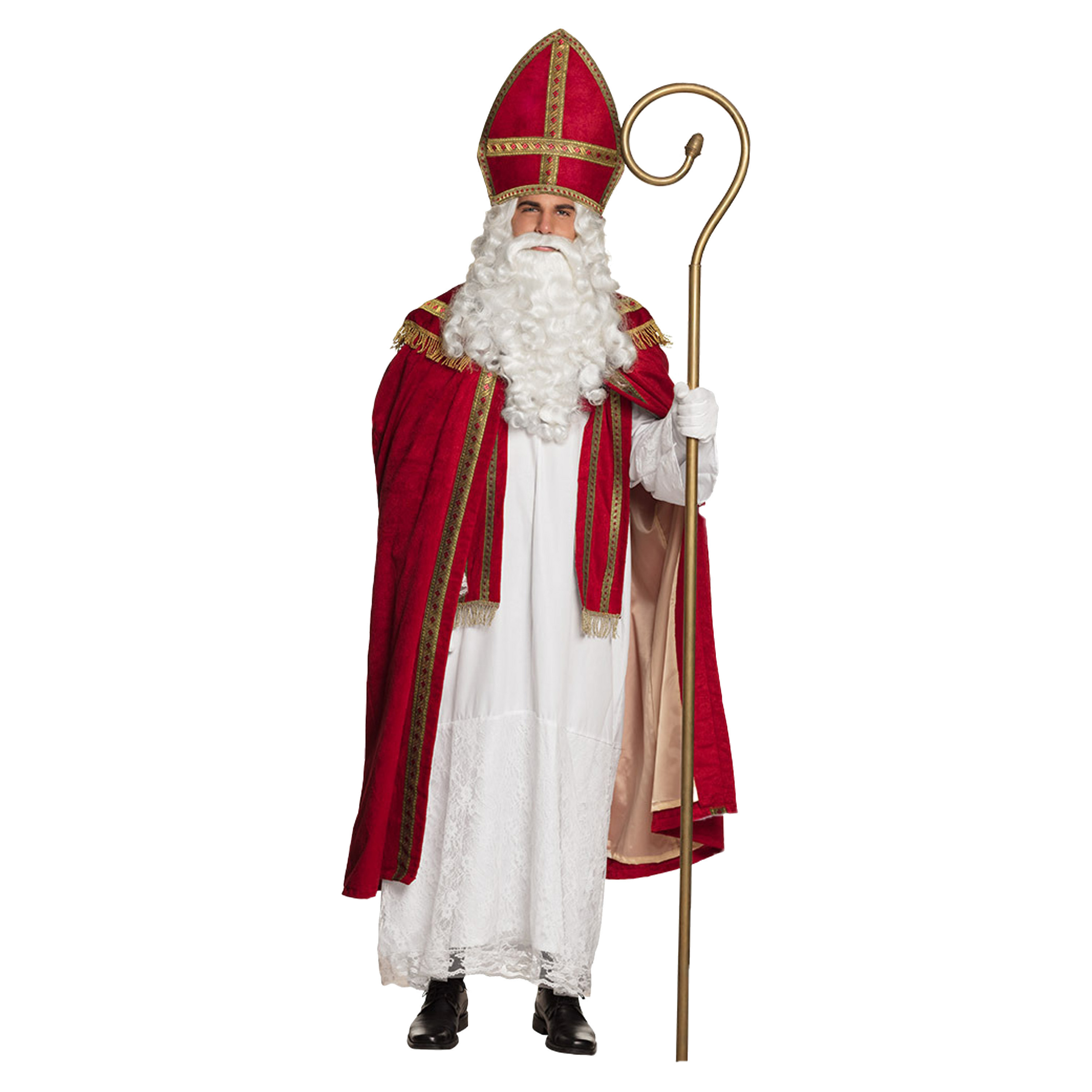 Sinterklaas kostuum - inclusief witte pruik met baard One size -