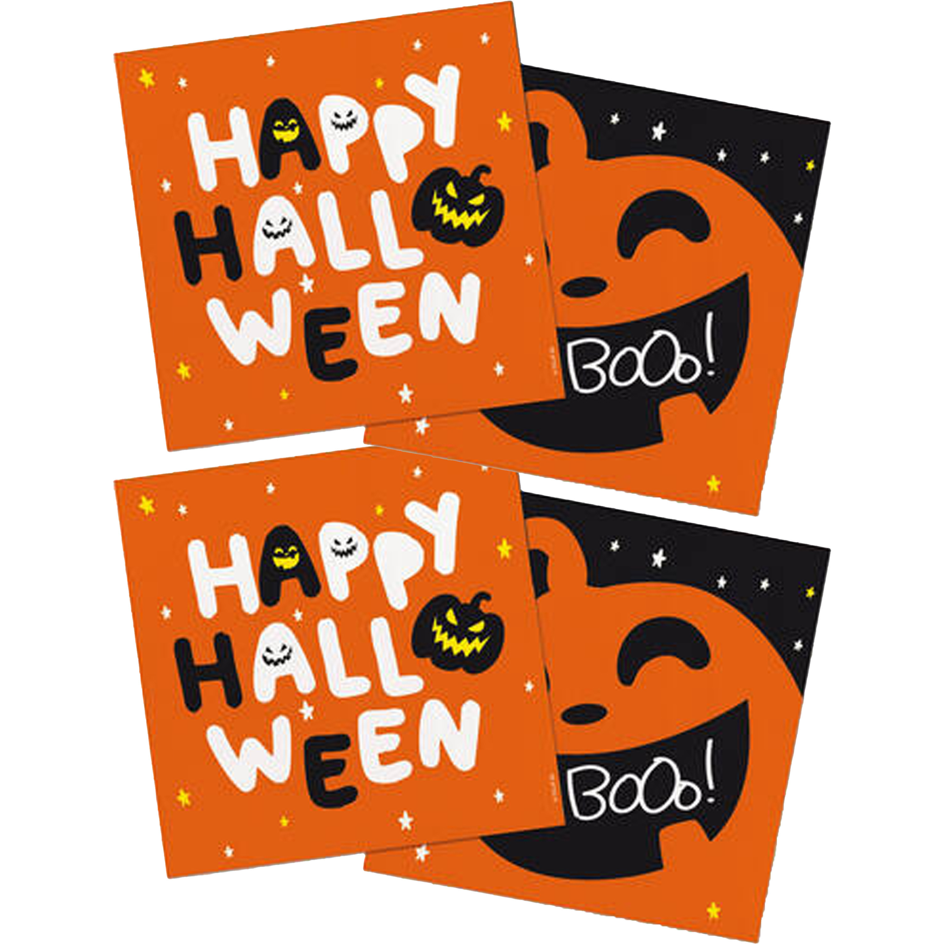 Halloween thema feest servetten - 40x - pompoen BoOo! print - papier - 33 x 33 cm -
