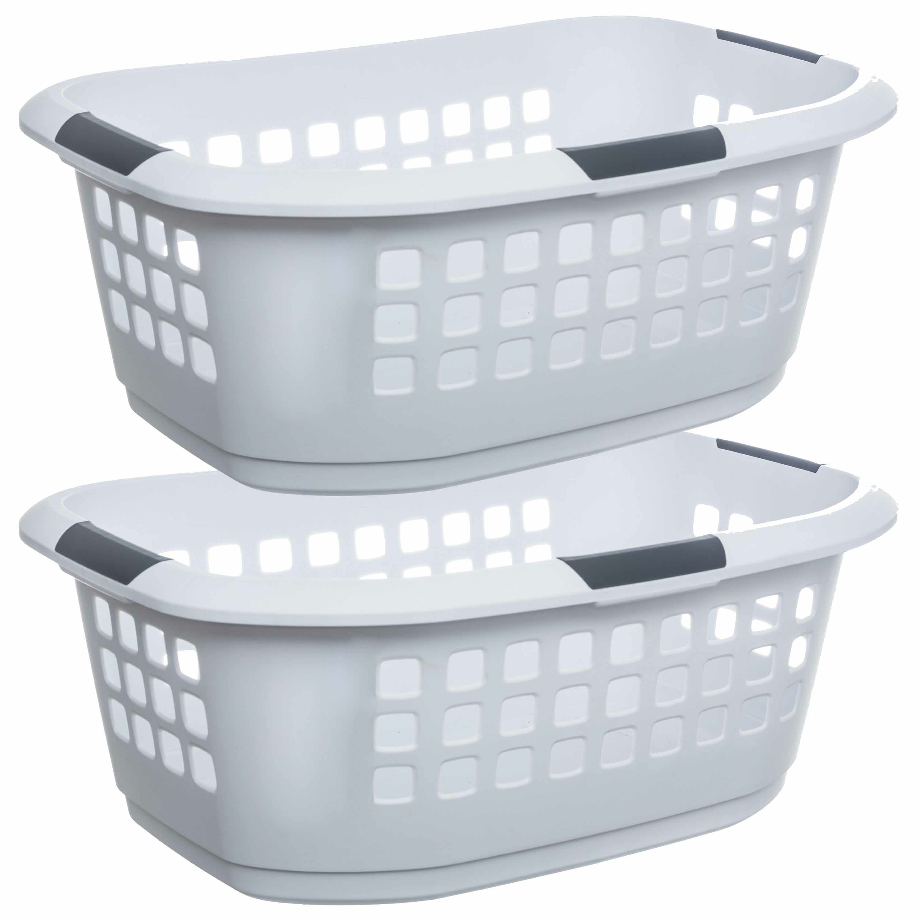 Wasmand extra groot - 2x - wit - kunststof - 51 liter - 67 x 47 x 27 cm -