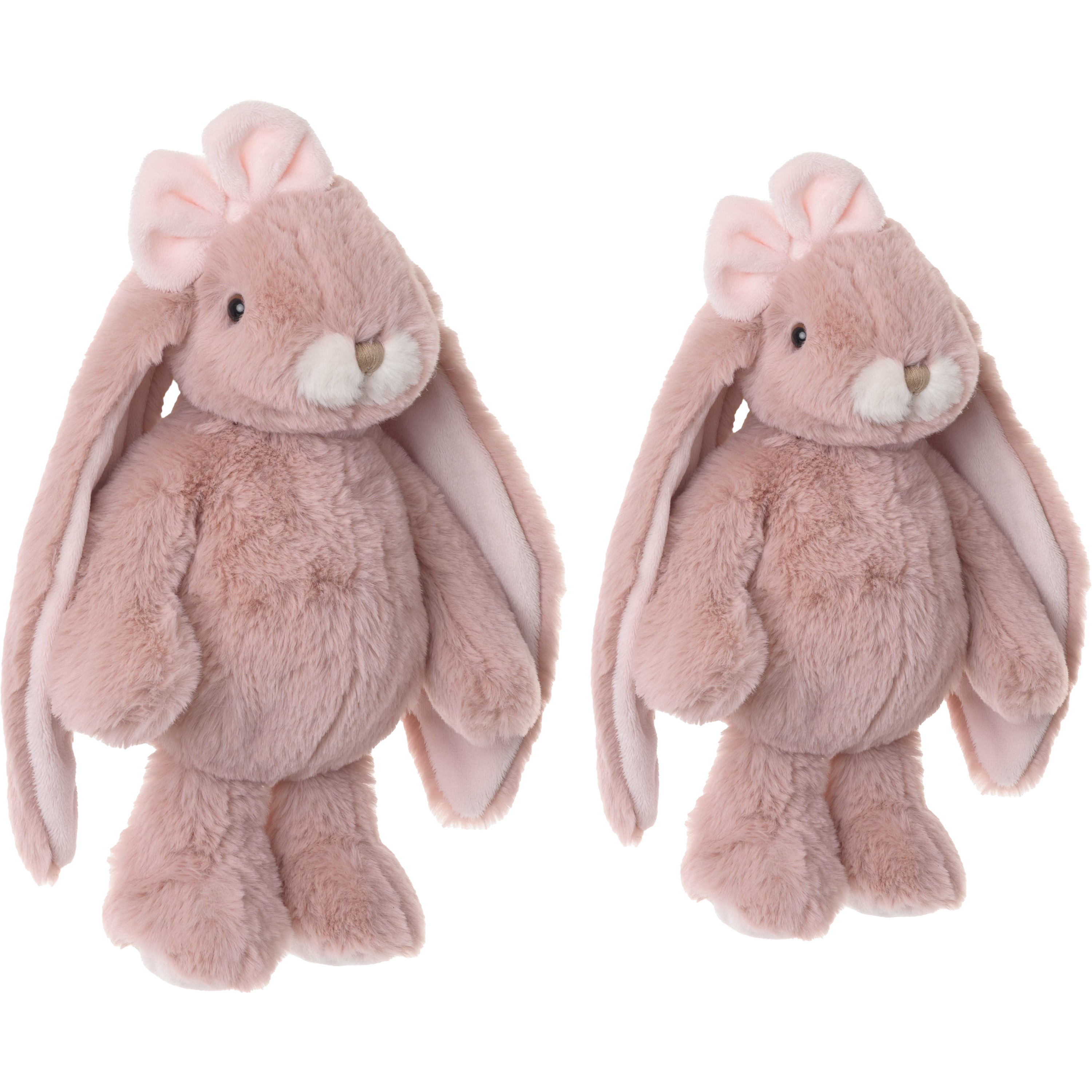 Bukowski pluche knuffel konijnen set 2x stuks - oud roze - 22 en 30 cm - luxe knuffels -