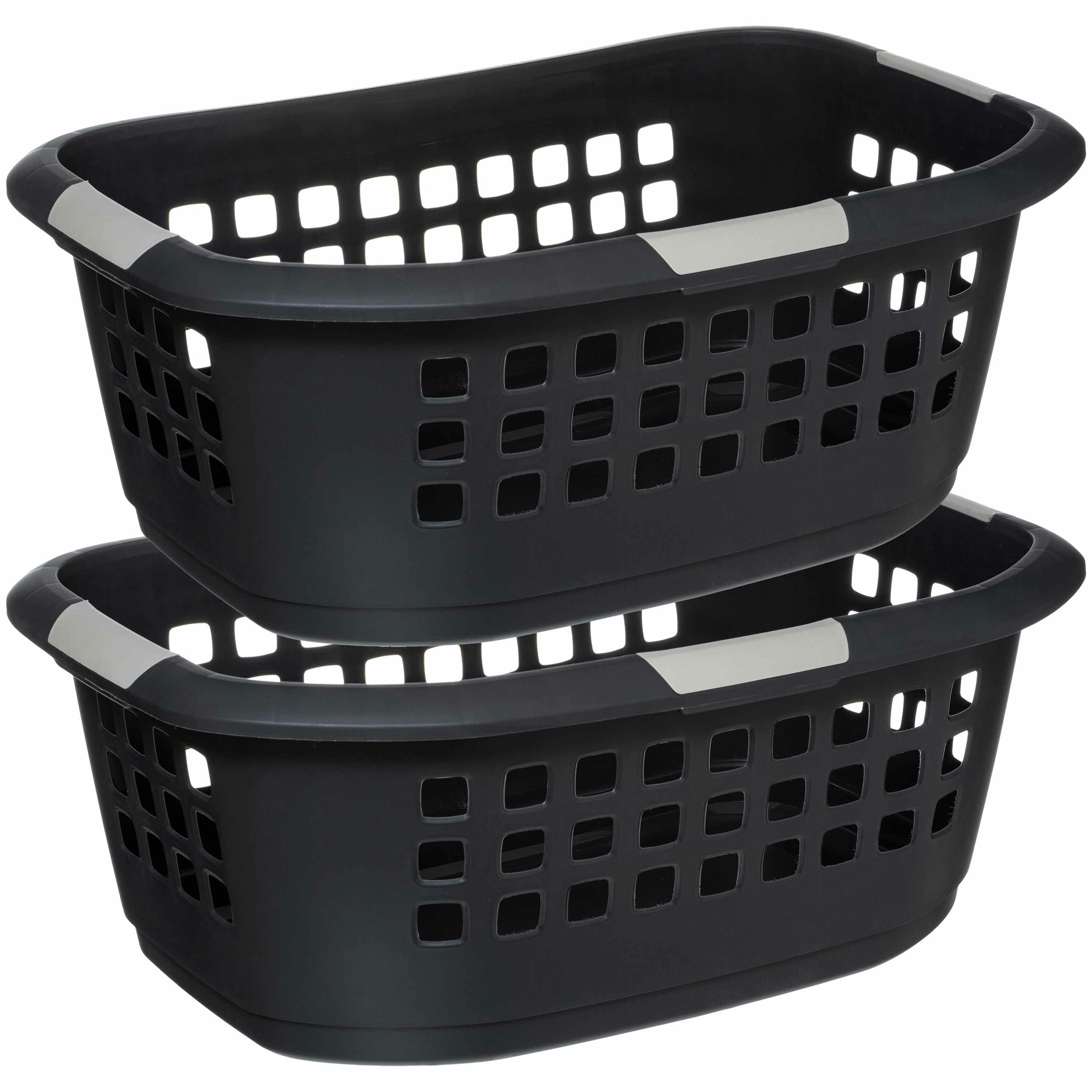 Wasmand extra groot - 2x - antraciet - kunststof - 51 liter - 67 x 47 x 27 cm -