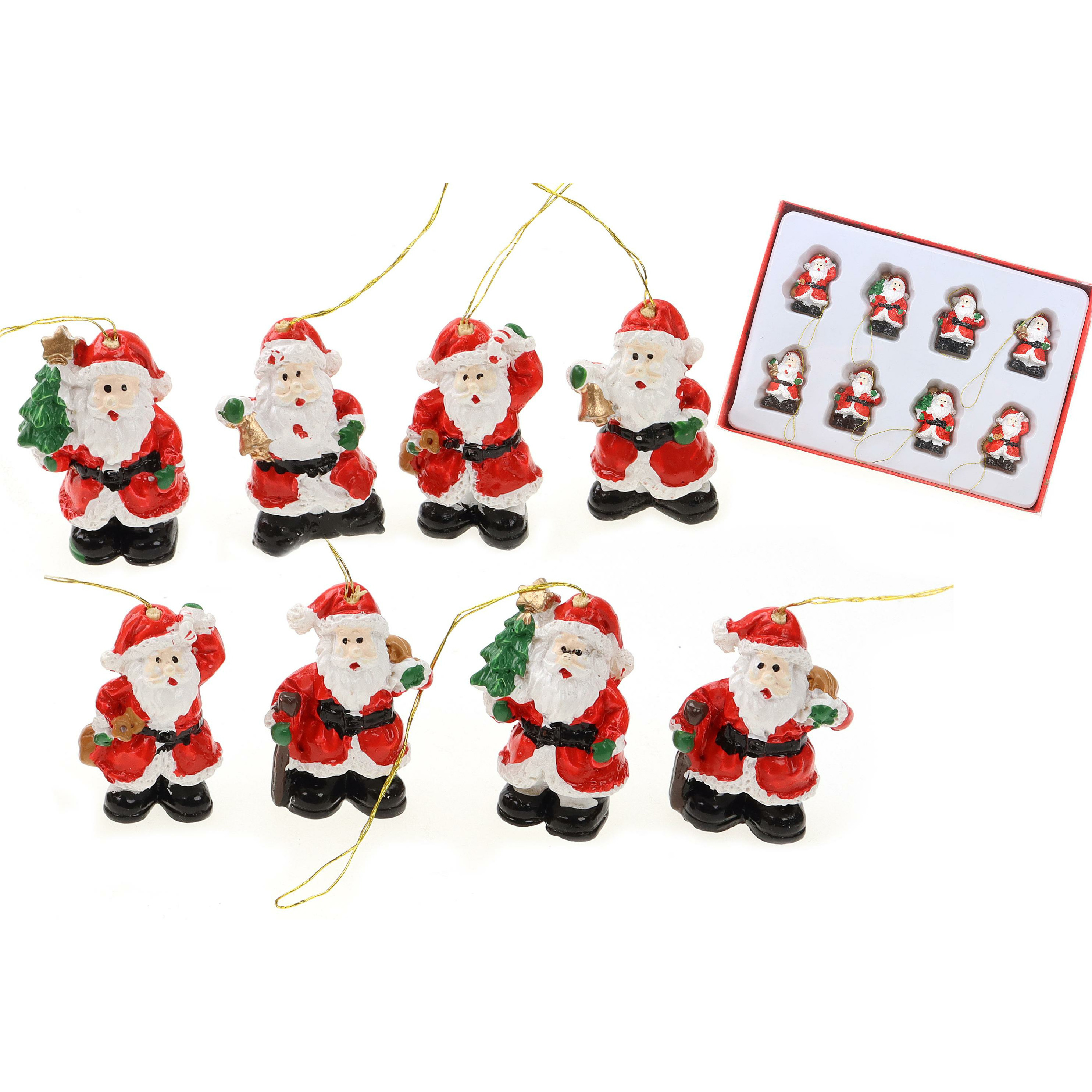 Kersthangers - kerstmannen - 8x- kunststof - 3,5 cm - ornamenten -