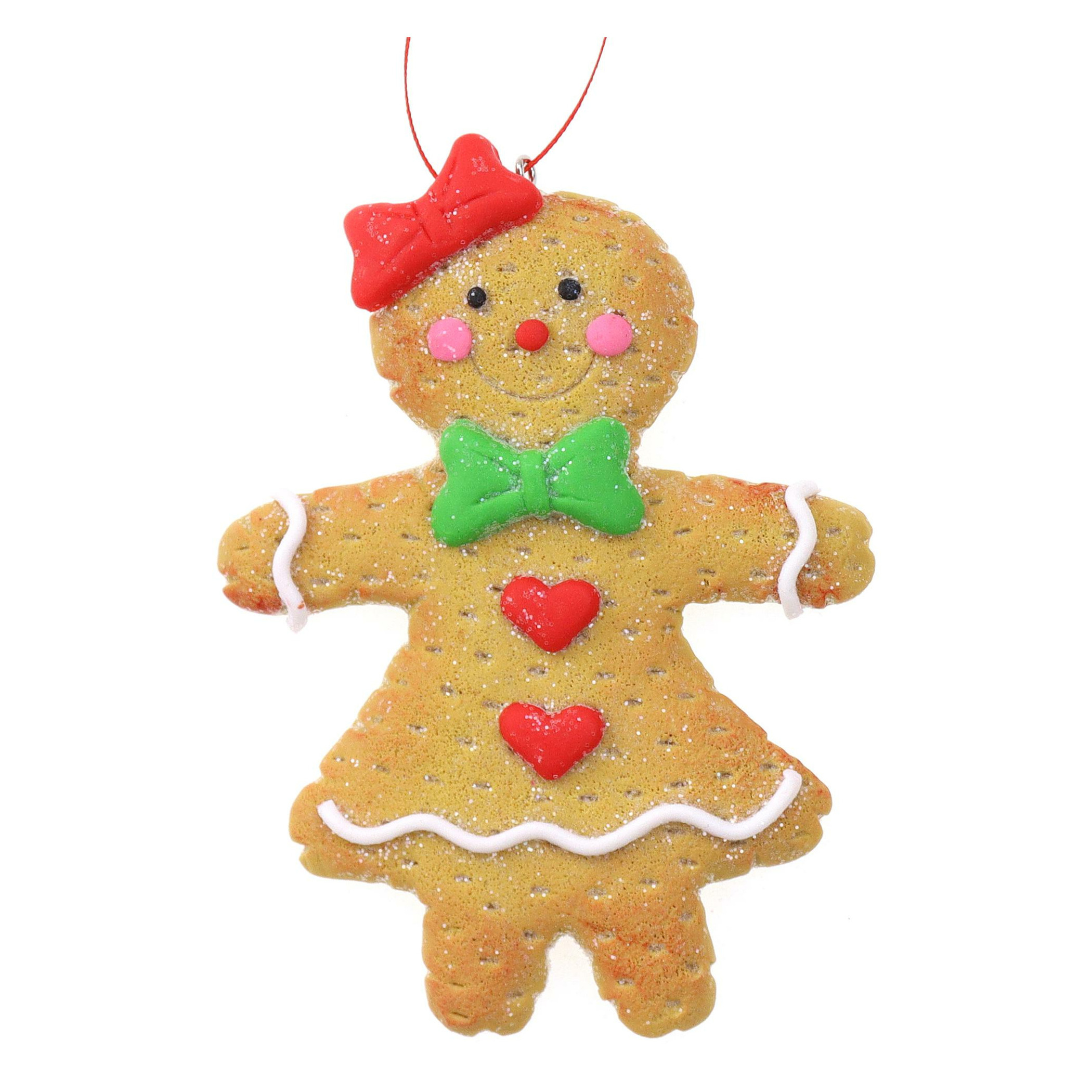 Kersthanger/ornament -gingerbread peperkoek vrouwtje -1x st- kunststof - 11 cm -