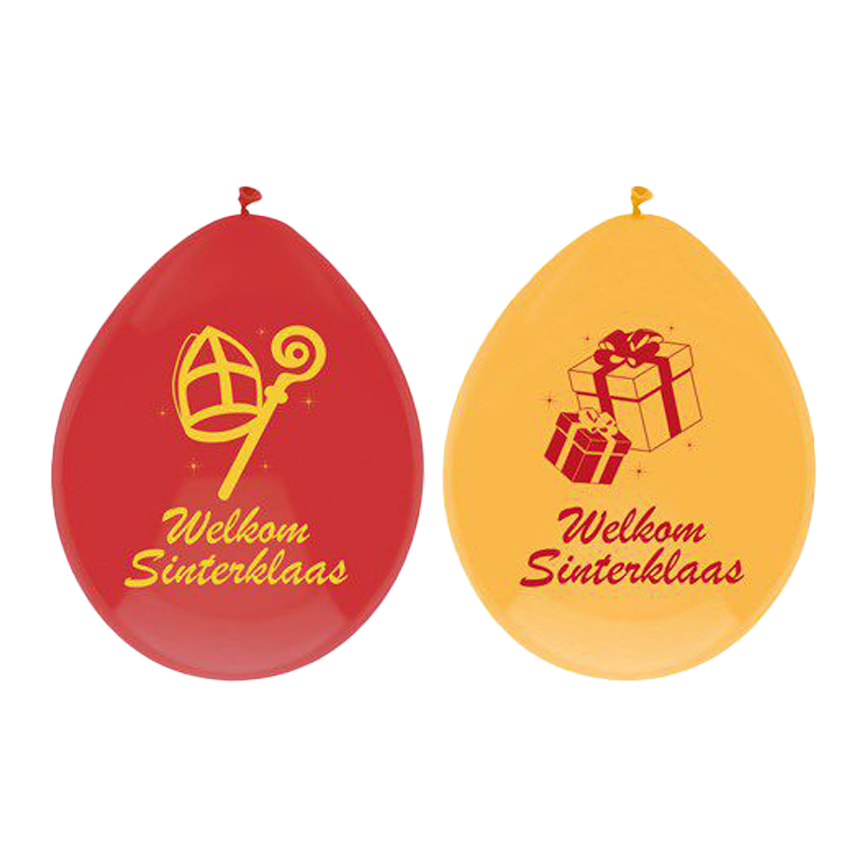 Welkom Sinterklaas ballonnen - 6x stuks - geel/rood - Sint versiering/feestartikelen -