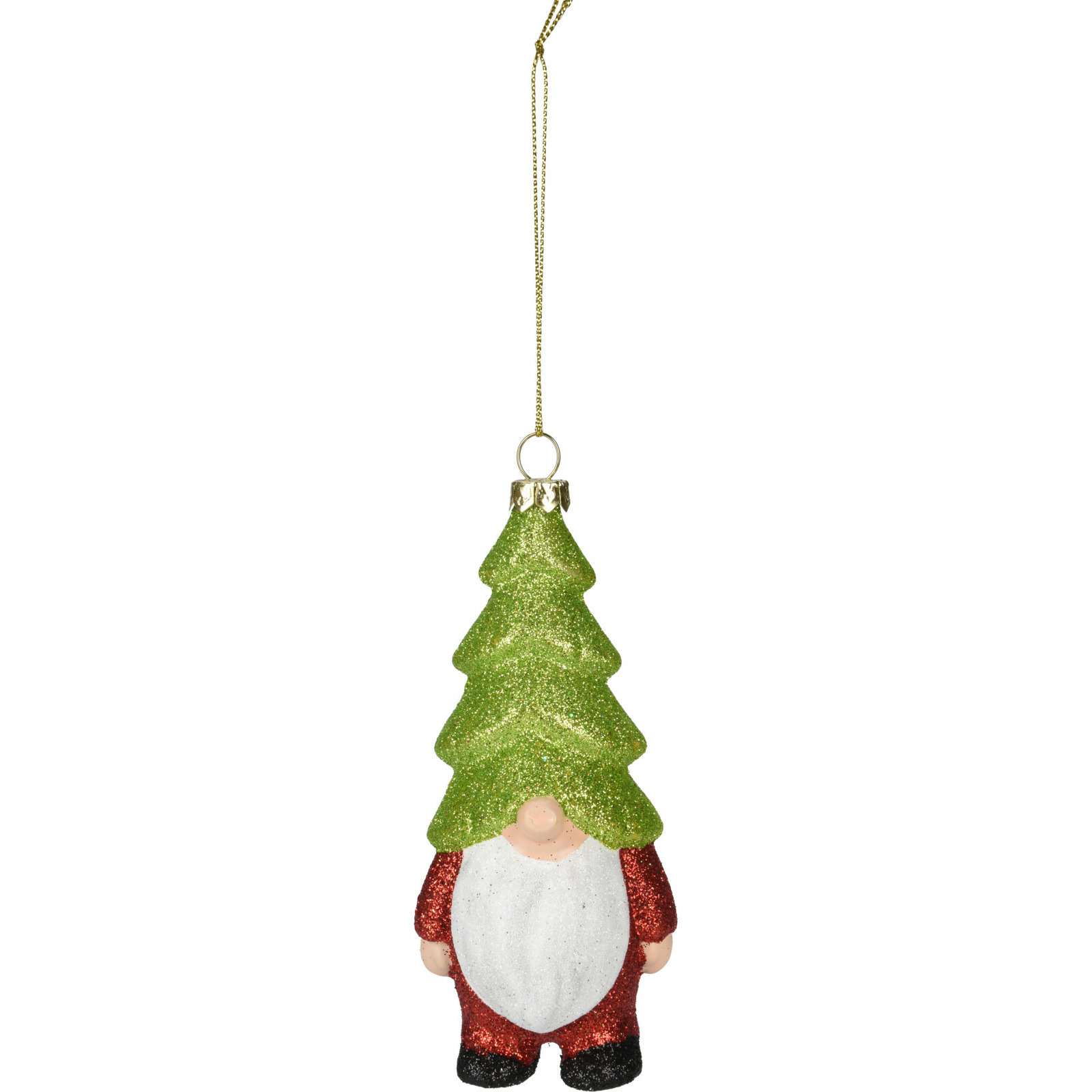 Kersthanger gnome/dwerg/kabouter - kunststof - 12,5 cm - groene muts -