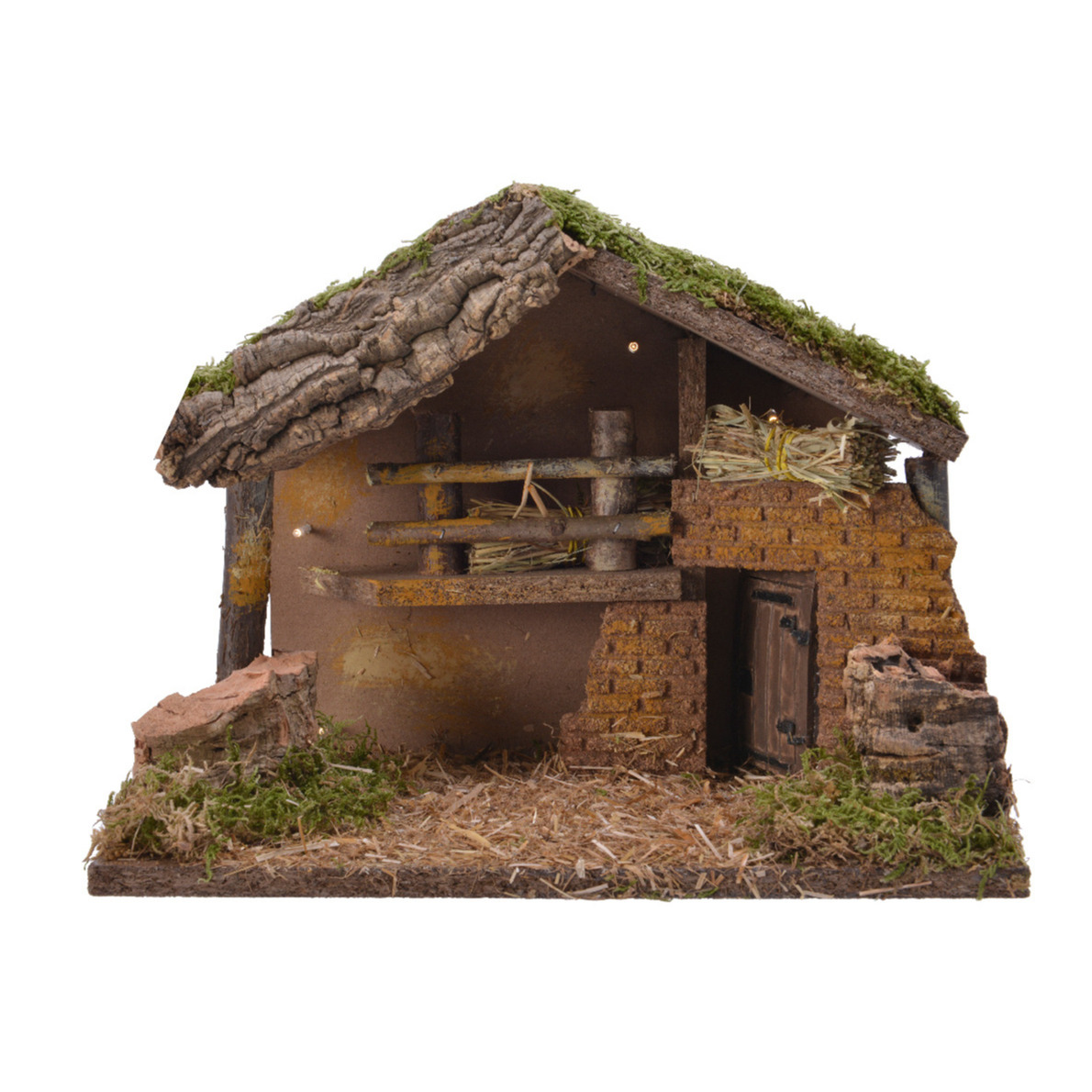 Lege kerststal - zonder figuren - L30 x B17 x H21 cm - mdf/hout -