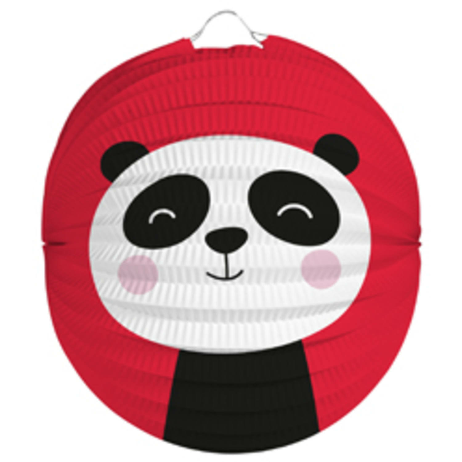 Lampion panda - 22 cm - rood - papier -