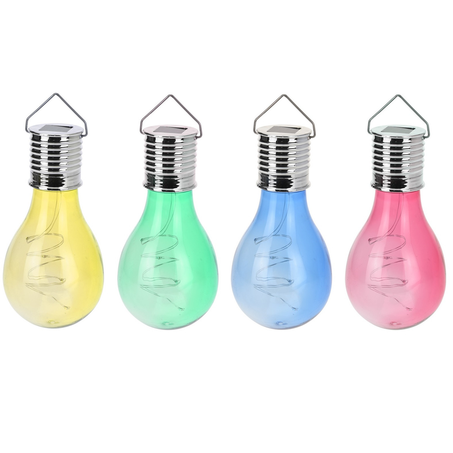 1x Solar hang lampenbolletjes geel op zonne-energie 15 cm tuinverlichting -