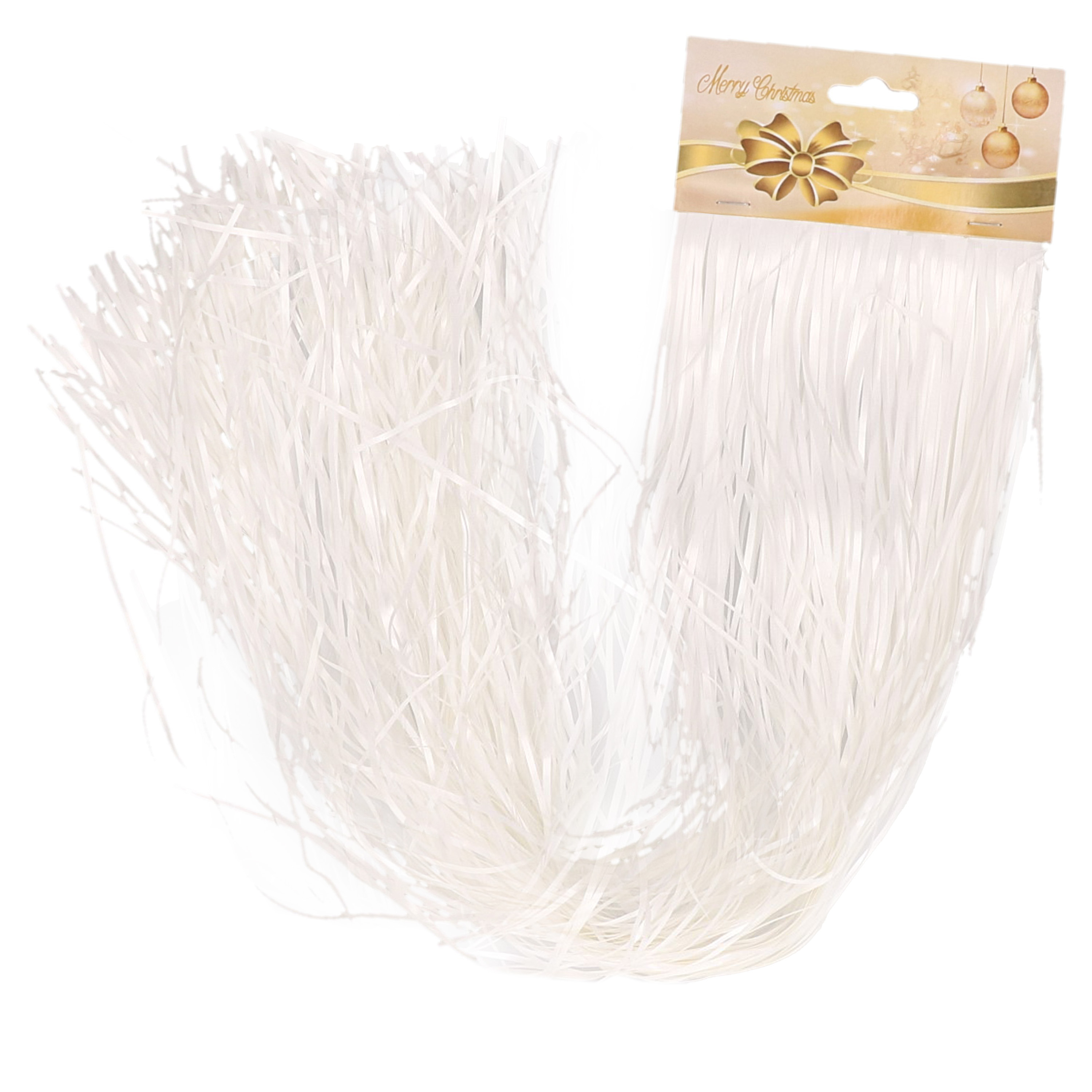 Engelenhaar/lametta slierten - wit - 50 cm - folie - kerstboomversiering -