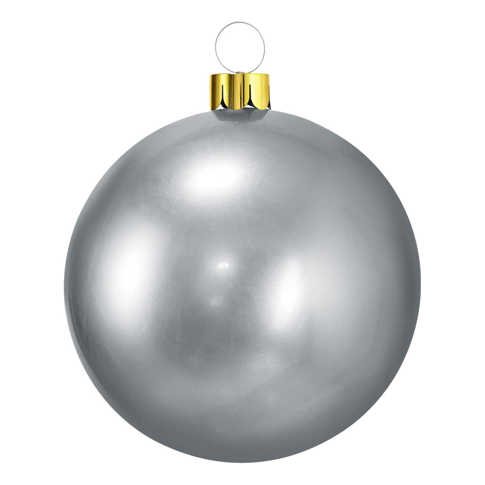 Mega grote decoratie kerstbal - 45 cm - zilver - opblaasbaar -