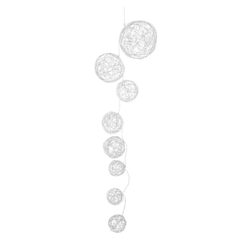 Lichtsnoer - metalen draad bolletjes - zilver - 90 cm - batterij -